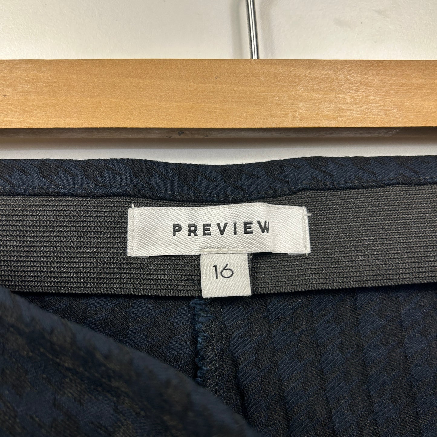 Preview Pants Size 16 Navy Black Houndstooth Check Pockets Pull On