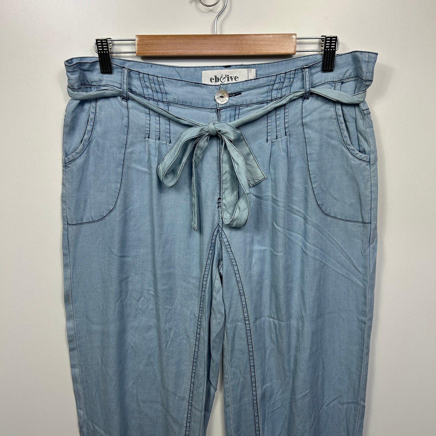 eb & ive Jogger Pants Size Large 14 Blue Ankle Cuff Pockets