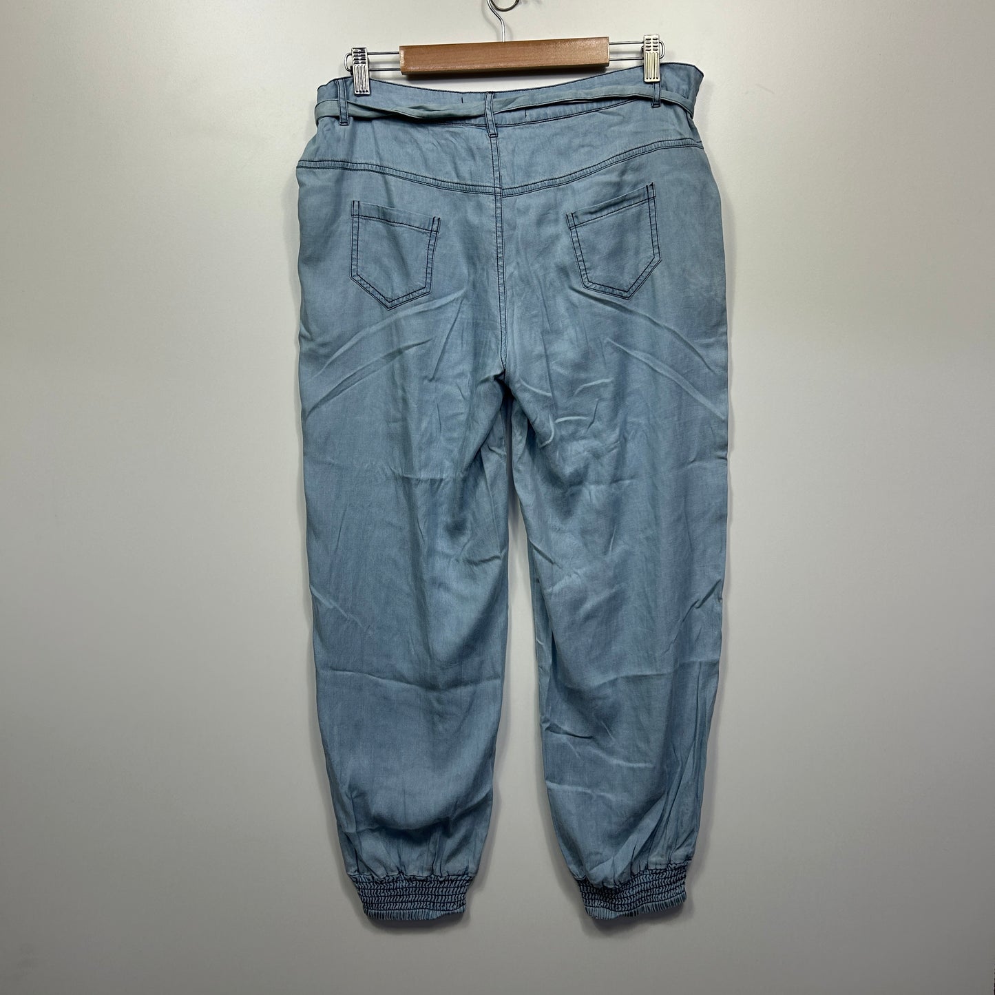 eb & ive Jogger Pants Size Large 14 Blue Ankle Cuff Pockets