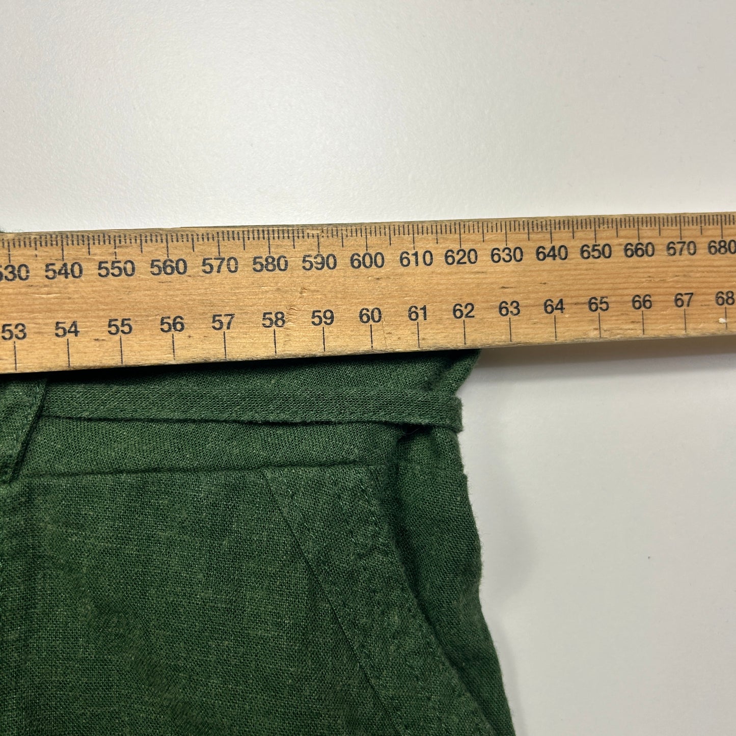 Autograph Linen Cropped Pants Size 28 Green Pockets