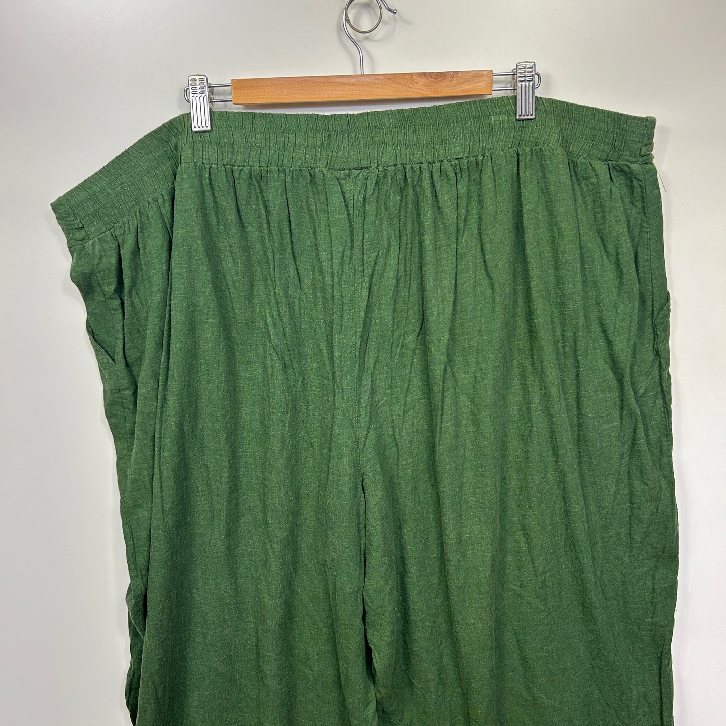Autograph Linen Cropped Pants Size 28 Green Pockets