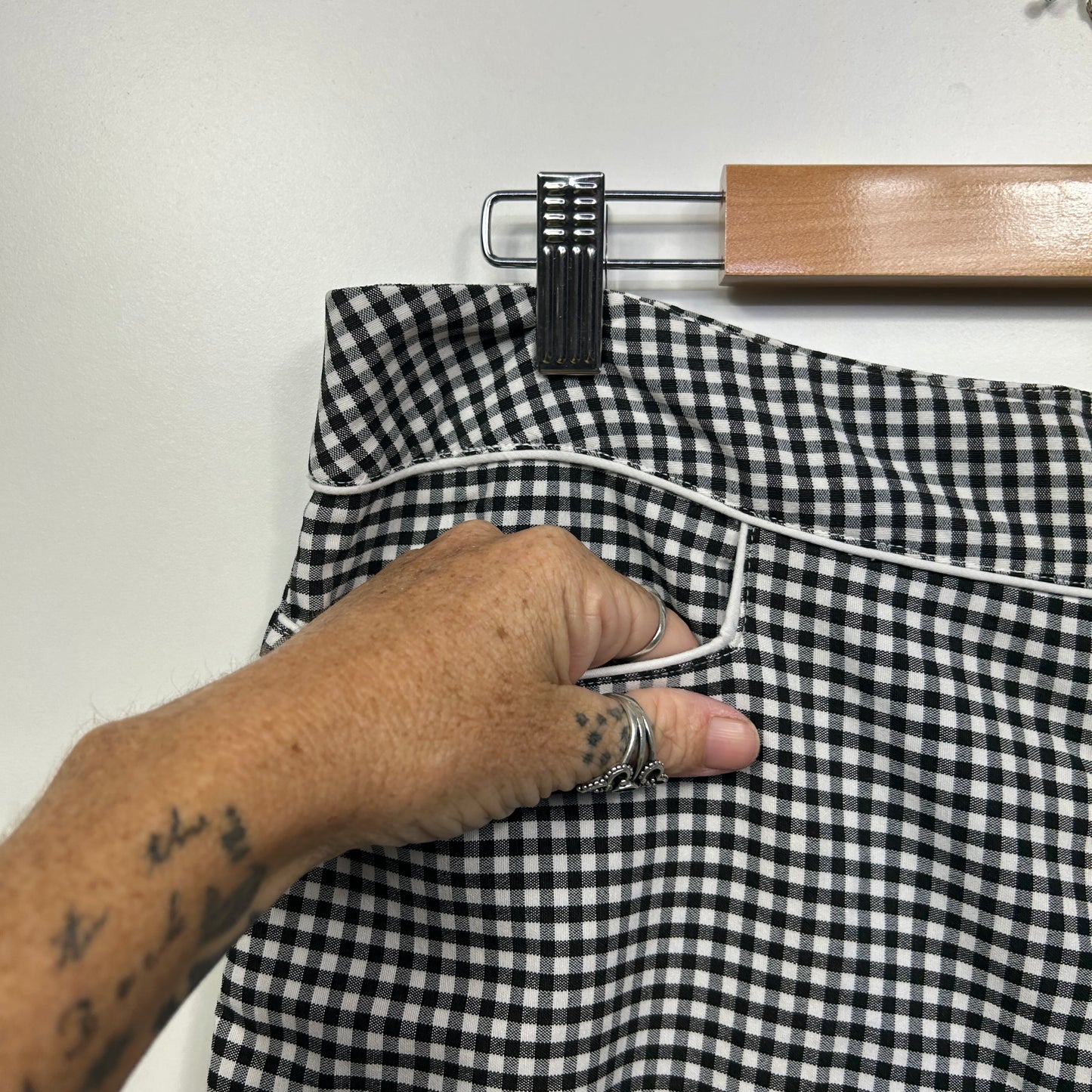 Vintage Millers Cropped Culotte Pants Size 14 16 Black White Gingham Check