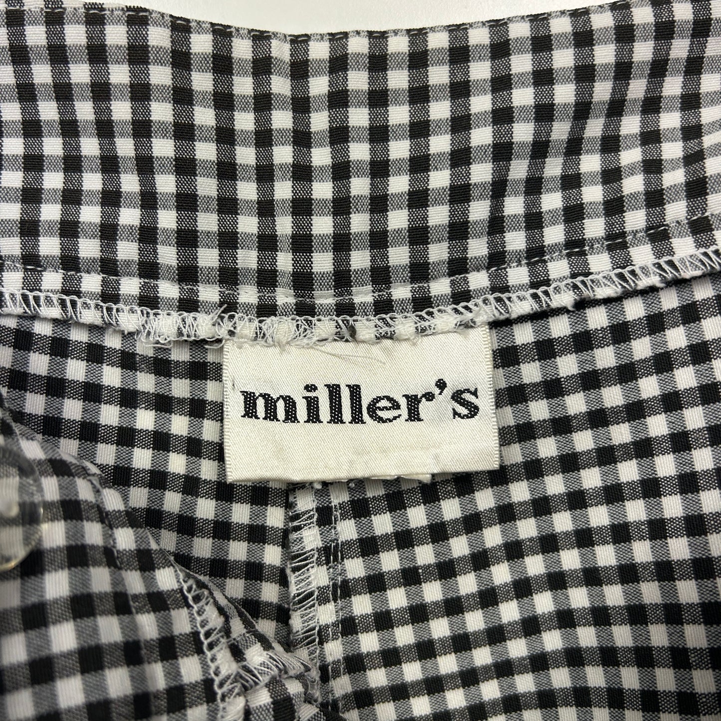 Vintage Millers Cropped Culotte Pants Size 14 16 Black White Gingham Check