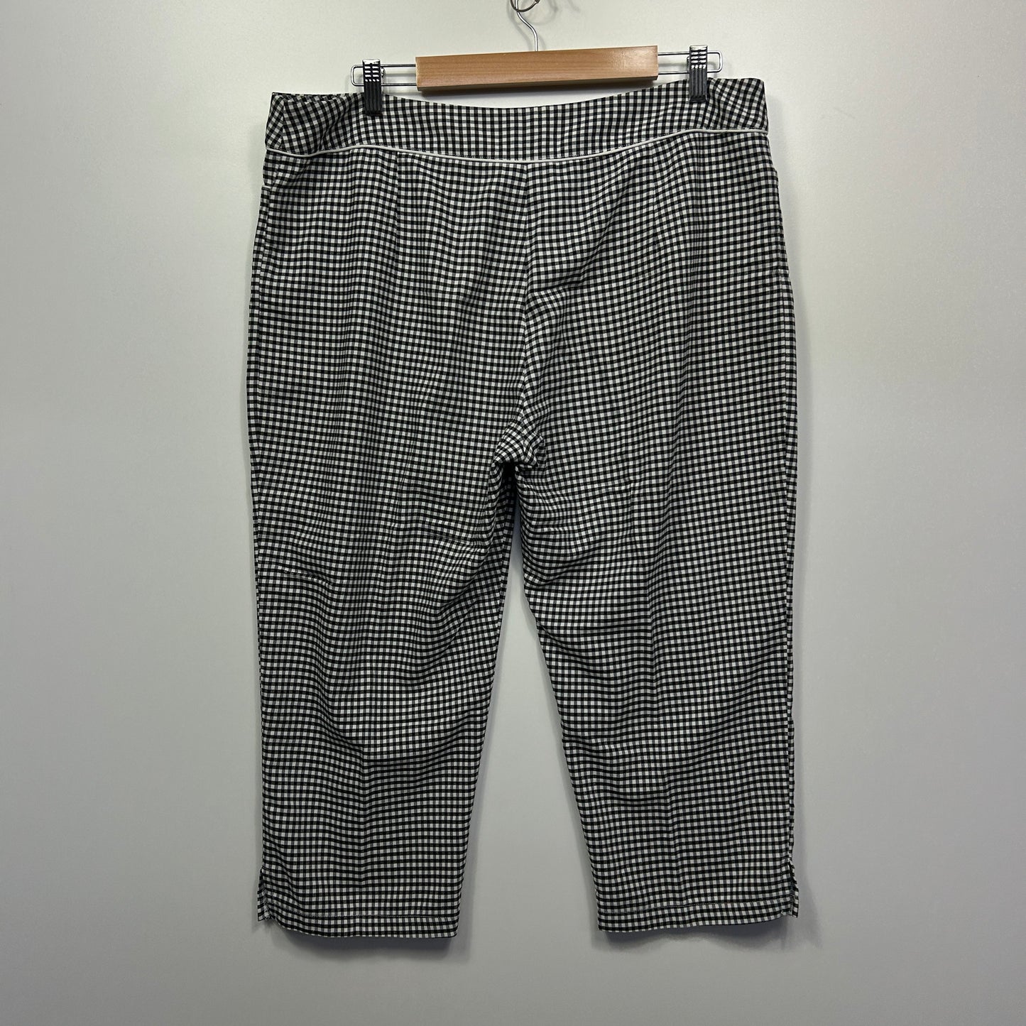 Vintage Millers Cropped Culotte Pants Size 14 16 Black White Gingham Check