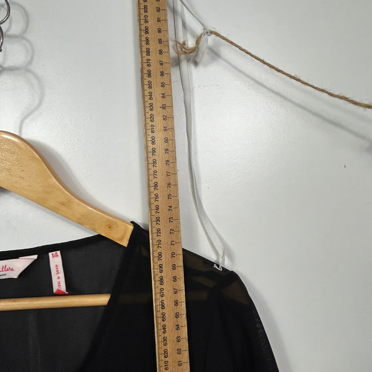 Millers Black Sheer Button up Beaded Top - Size 14