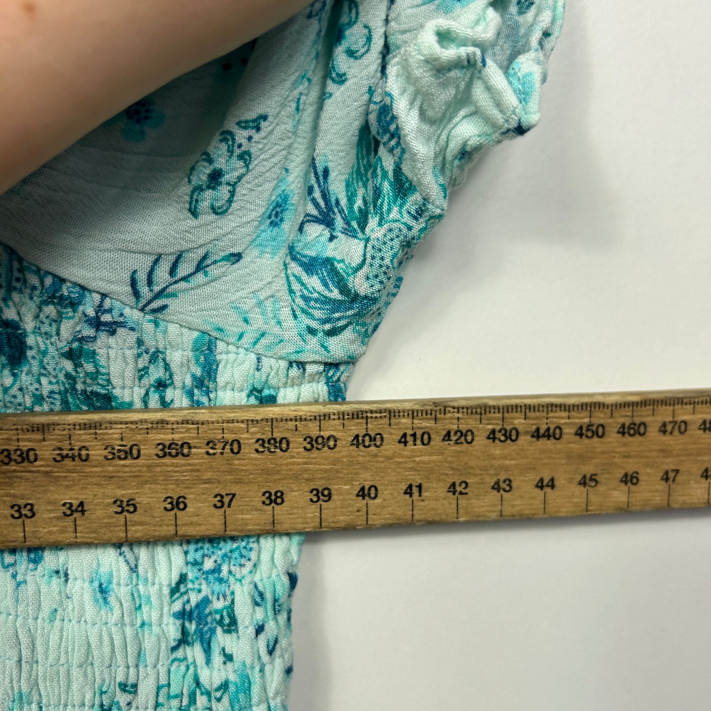 City Chic Aqua Floral Peasant Boho Top - Size 18/M