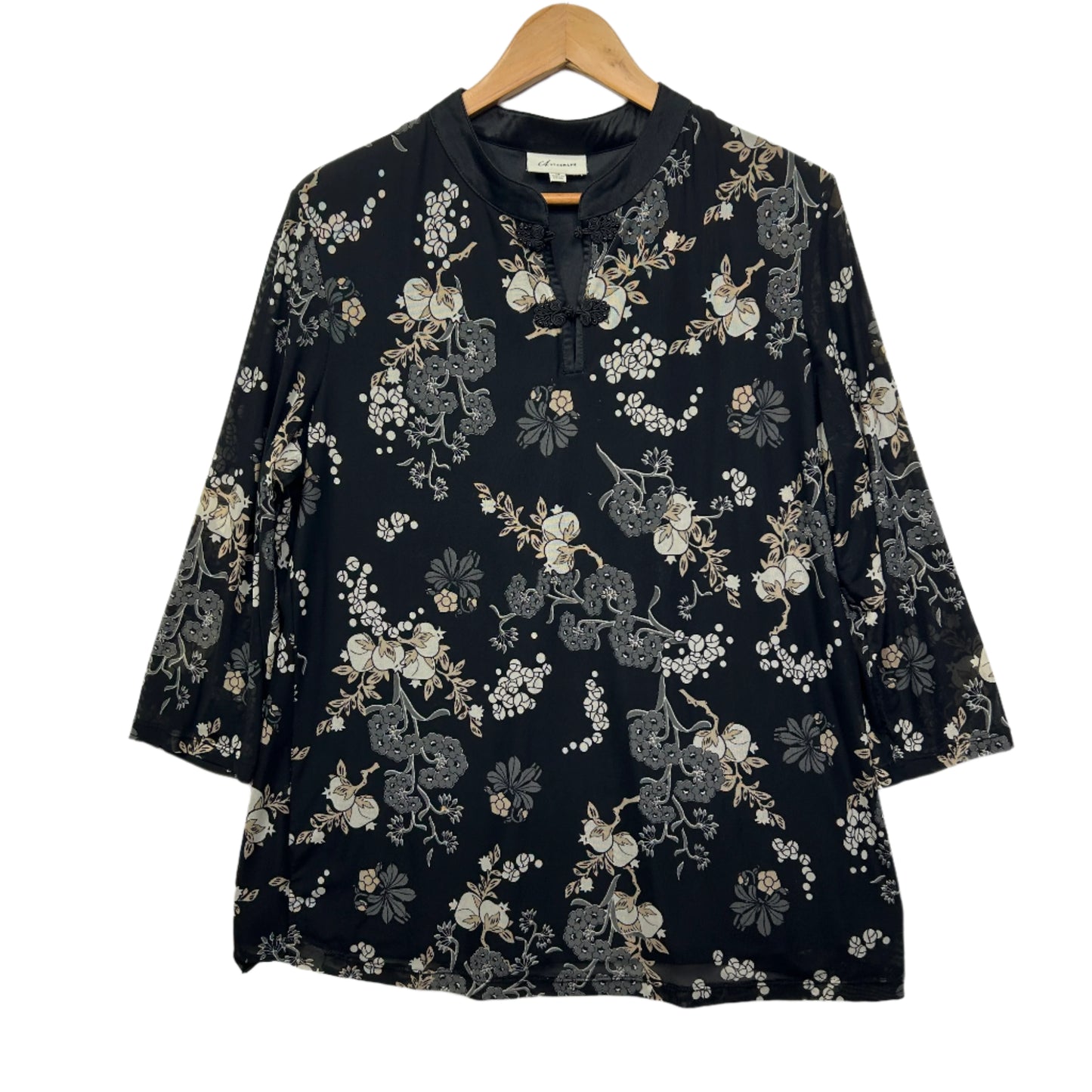 Autograph Top Size 18 Black Long Sleeve Floral