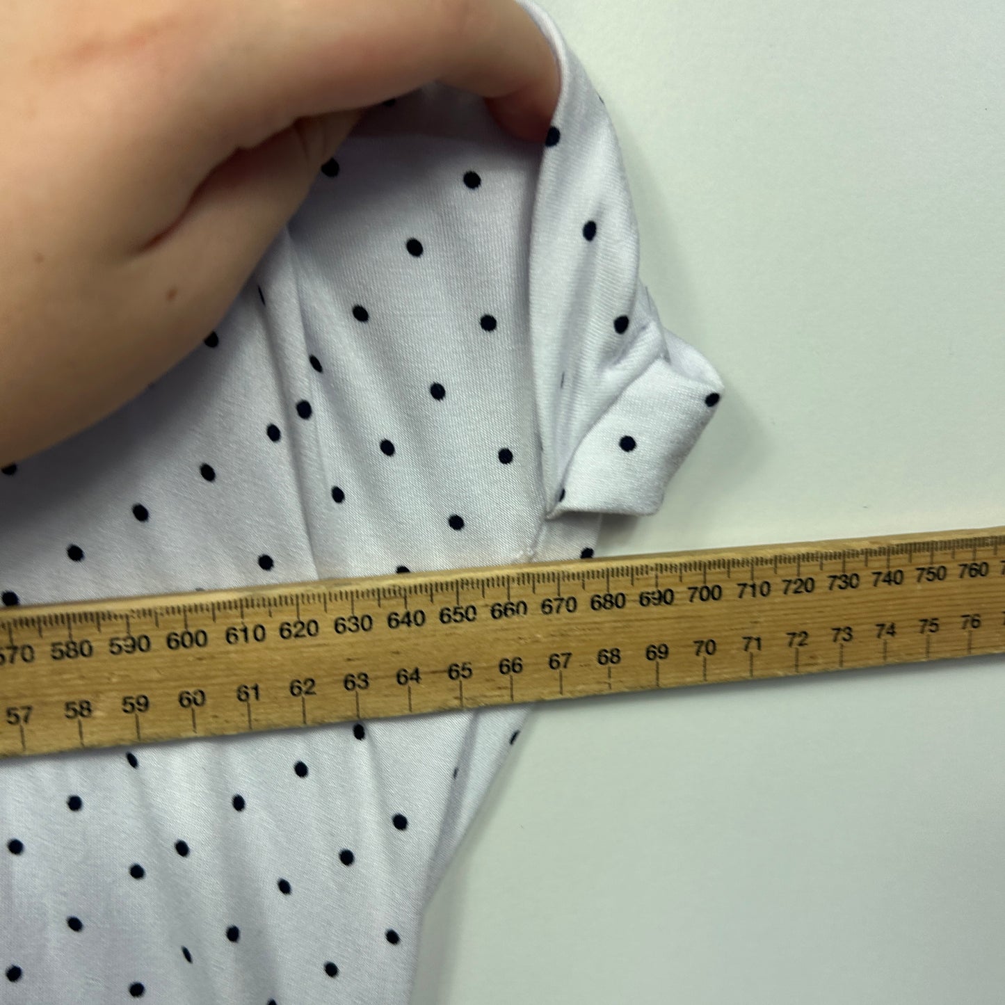 Autograph White Polka Dot Top with Ruched Side - Size 20