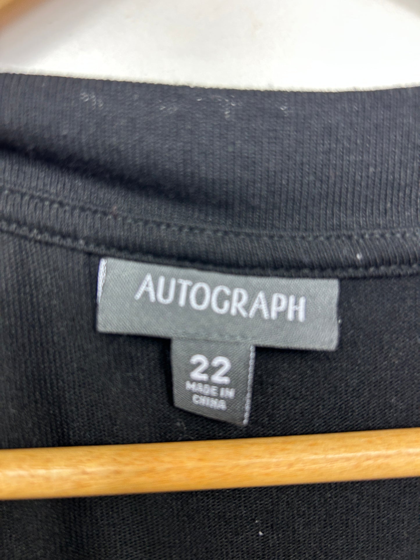 Autograph Black Long Sleeve V-Neck Top Blouse Size 22