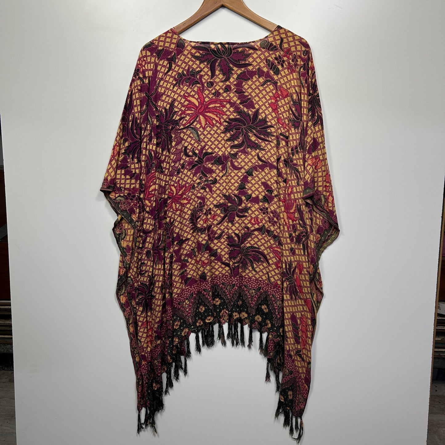 Boho Kaftan Top One Size Multicoloured Floral Swim Cover Up