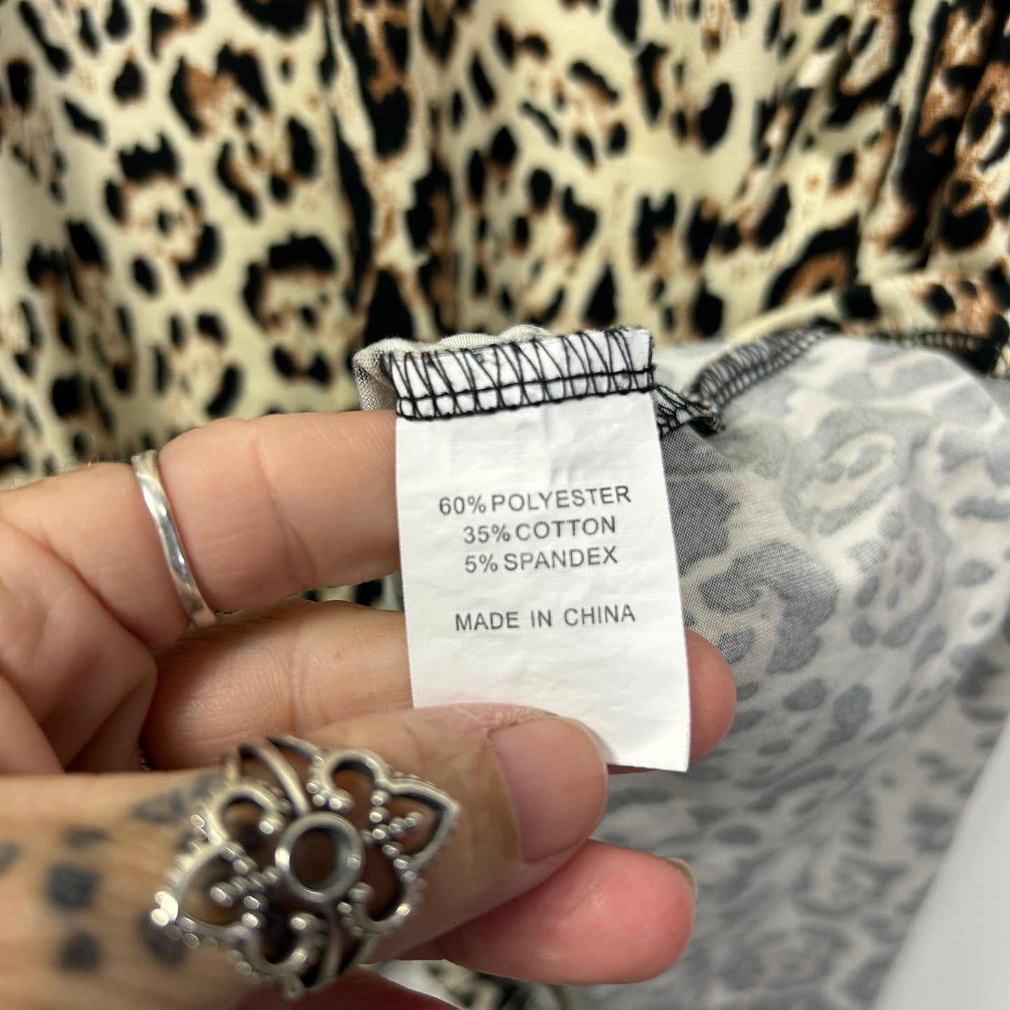 Freez Top Size 2XL Animal Print 3/4 Sleeve