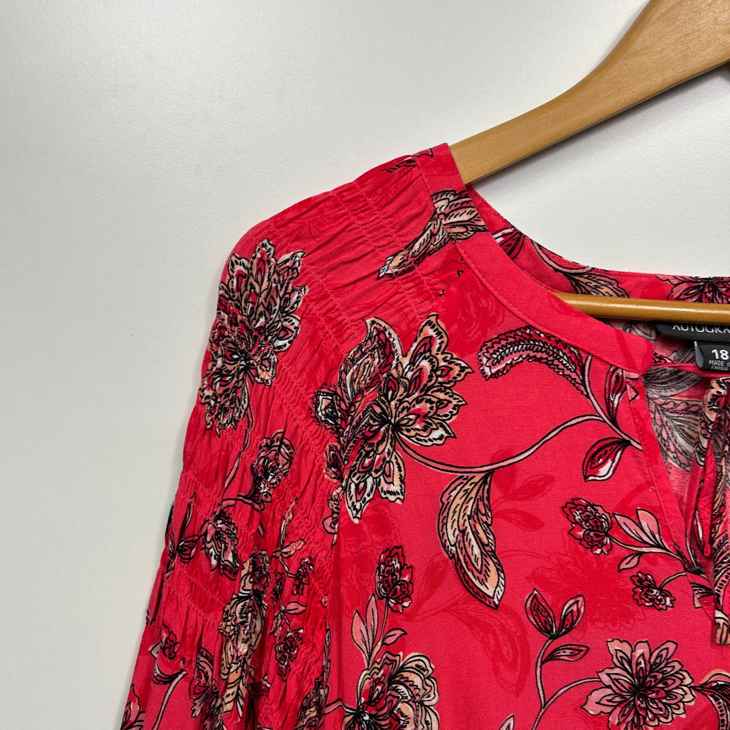 Autograph Top Size 18 Pink Floral Long Sleeve Viscose