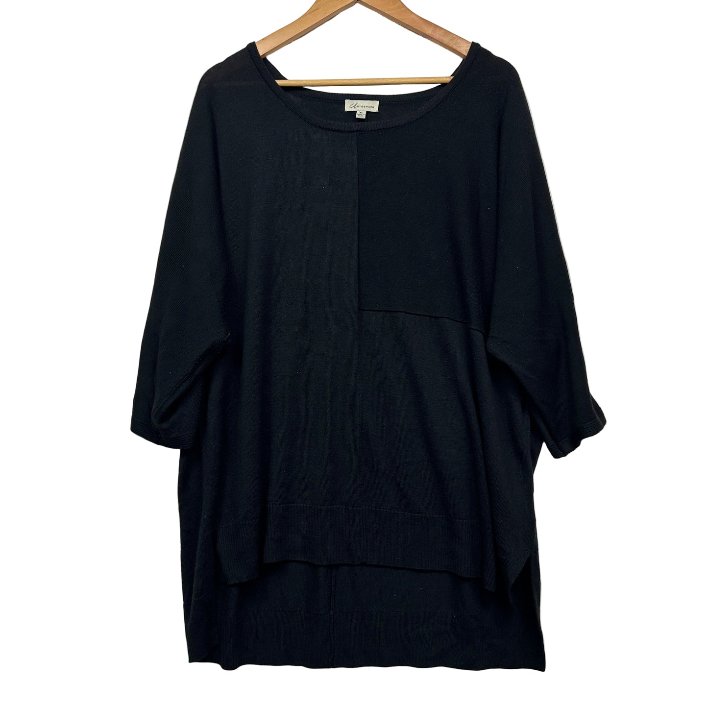 Autograph Black Long Sleeve Crew Neck Pullover Jumper Knit Top Size 22 Plus