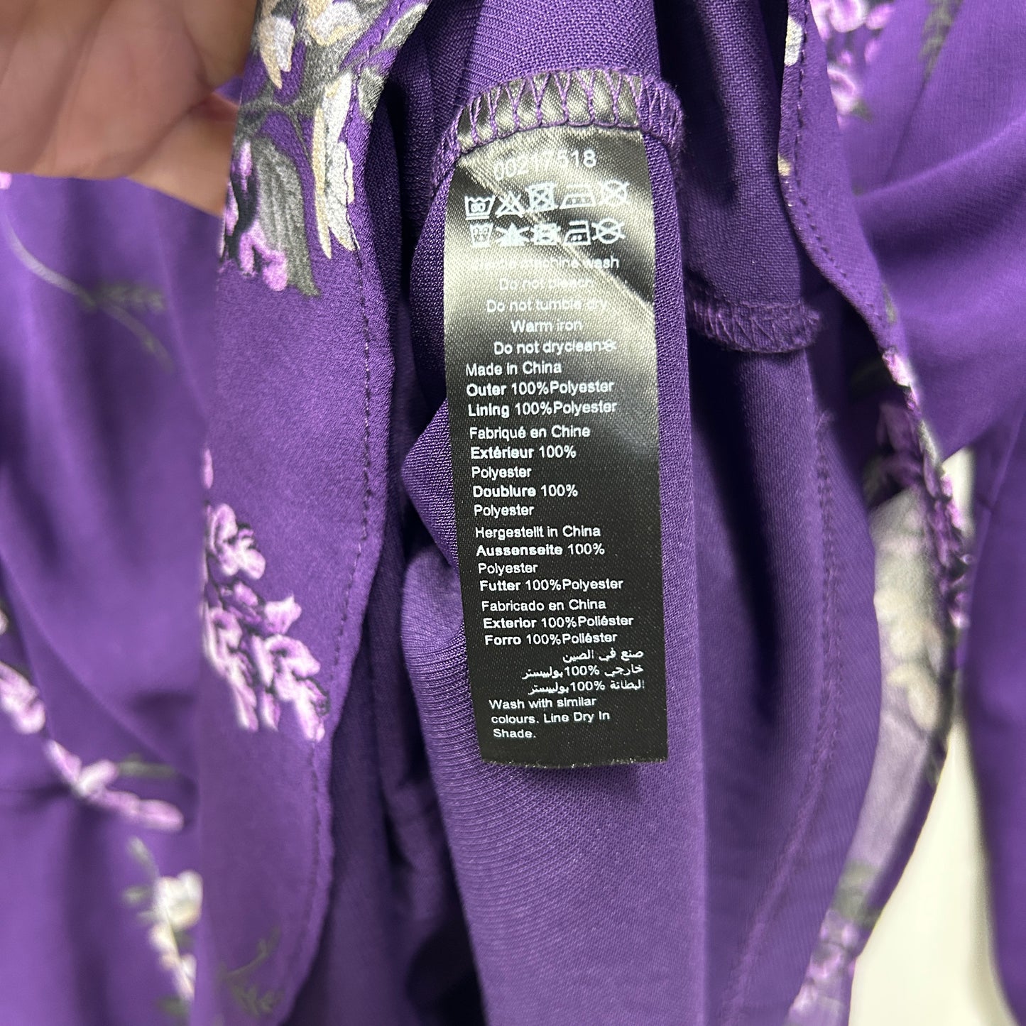 City Chic Top Size 16 Small Plus Purple Floral Long Sleeve