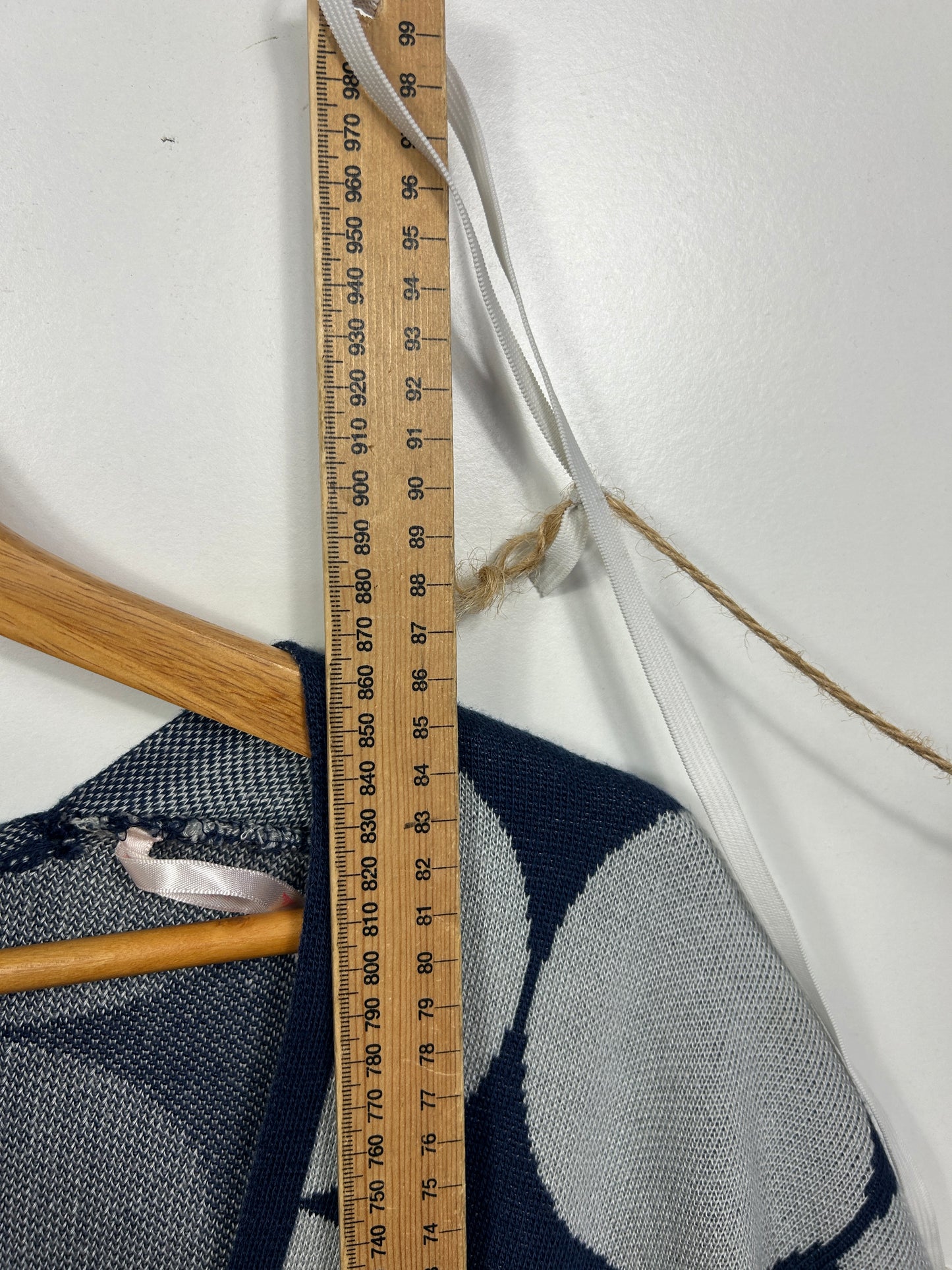 Millers Navy Blue and White Polka Dot Cardigan - Size L