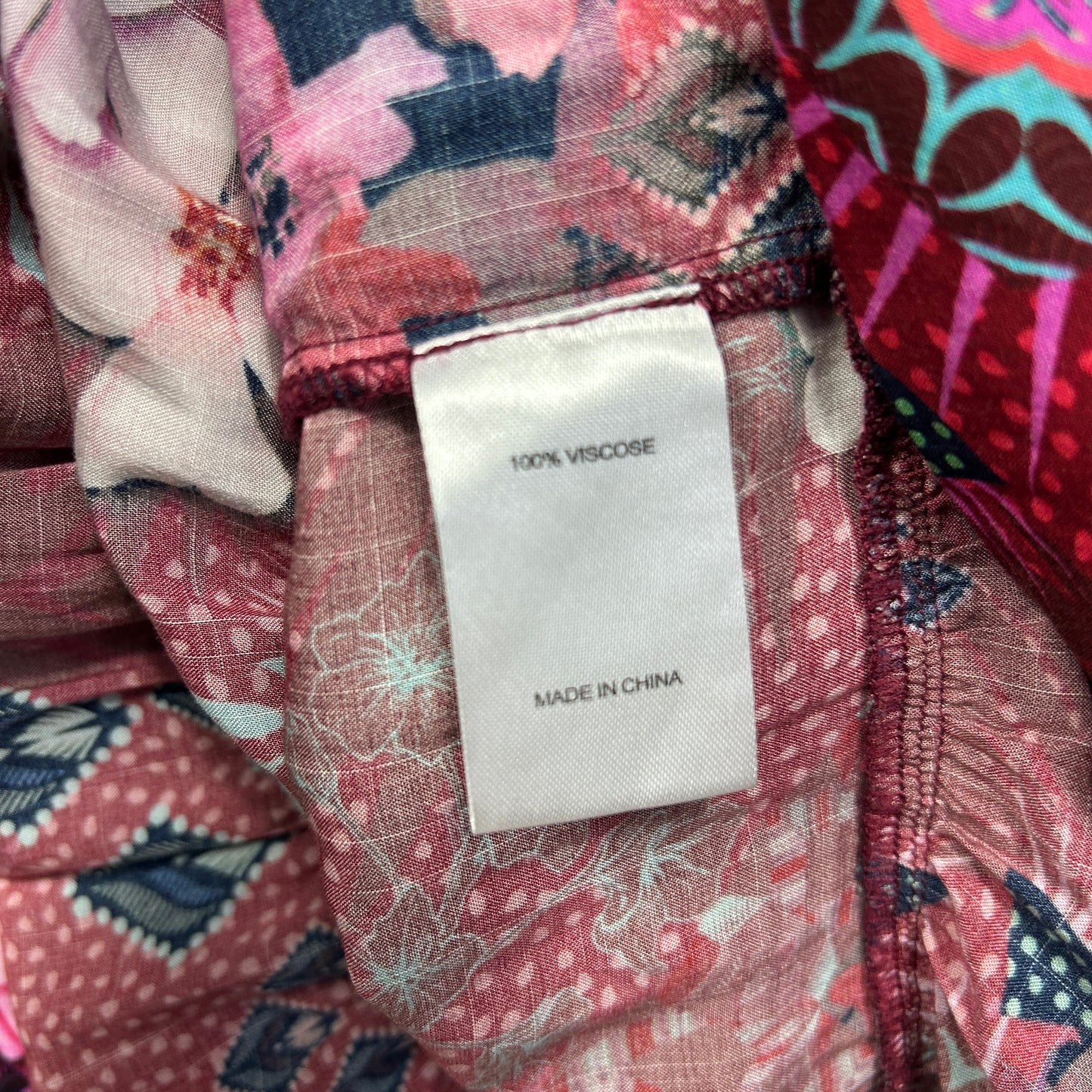 Virtuelle Tunic Top Size 18 Red Pink Floral Long Sleeve