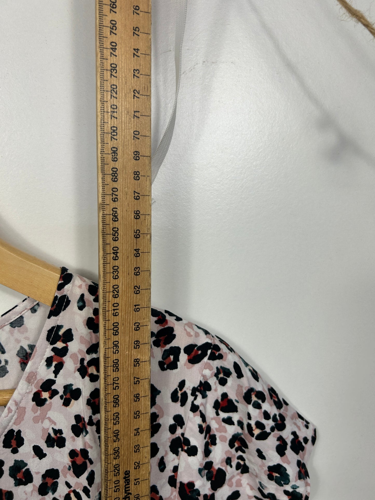 Jacqui E Pink Black and Grey Leopard Print Top - Size 18