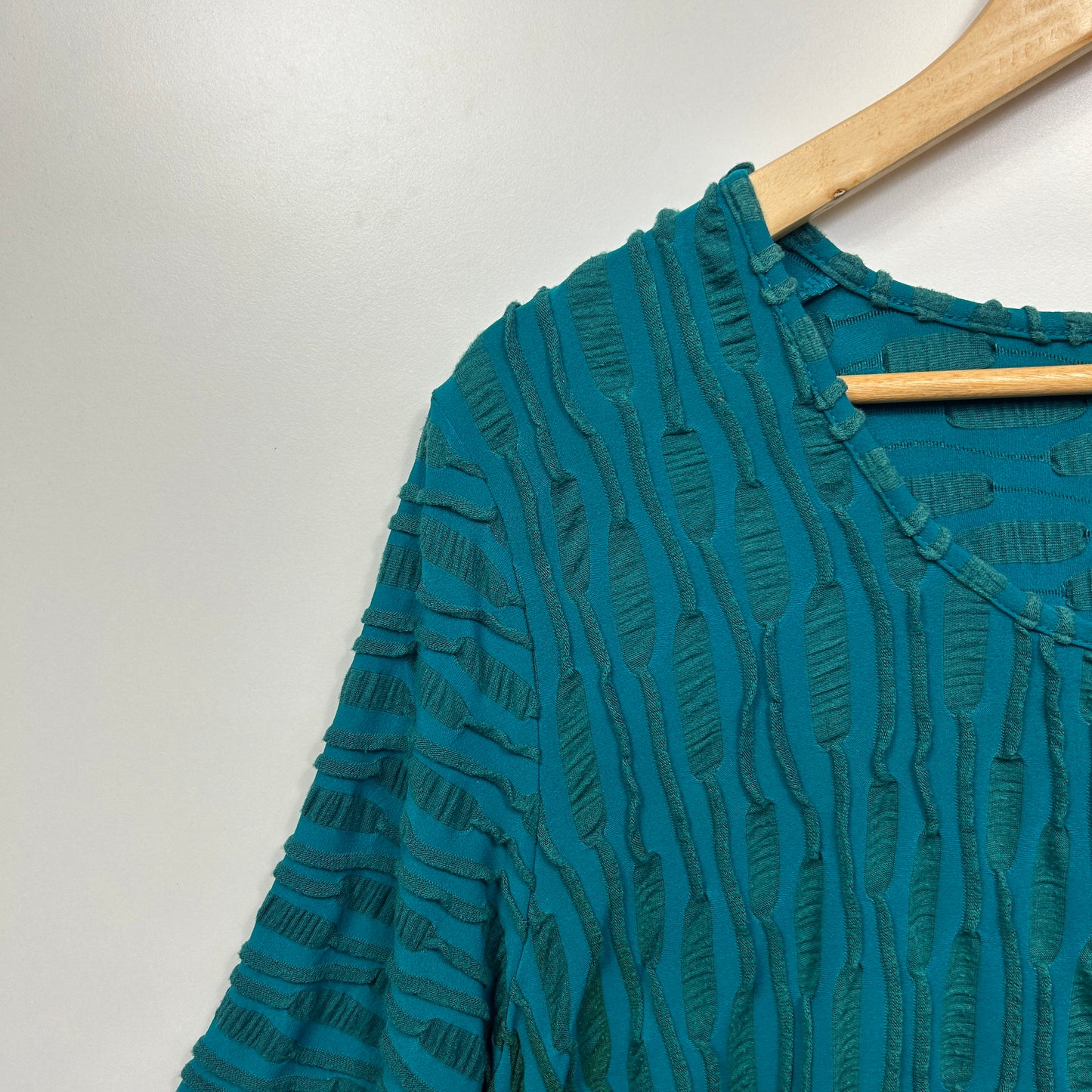 Taking Shape Top Size 16 Small Plus Teal Short Sleeve Textured