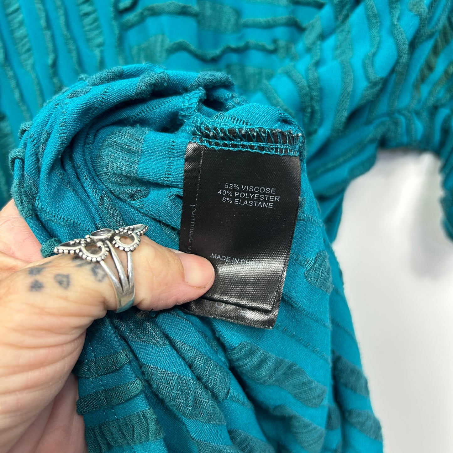 Taking Shape Top Size 16 Small Plus Teal Short Sleeve Textured