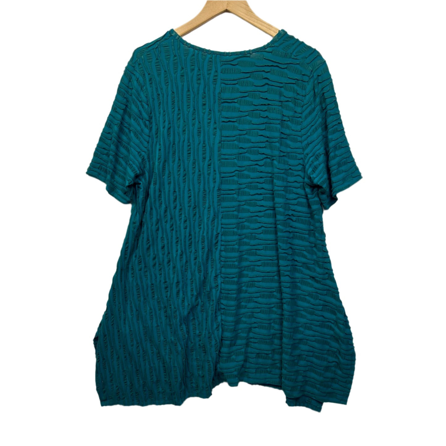 Taking Shape Top Size 16 Small Plus Teal Short Sleeve Textured
