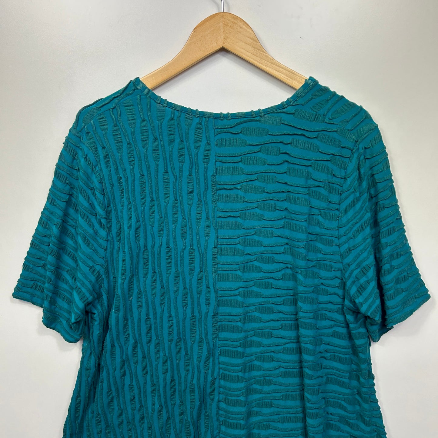 Taking Shape Top Size 16 Small Plus Teal Short Sleeve Textured
