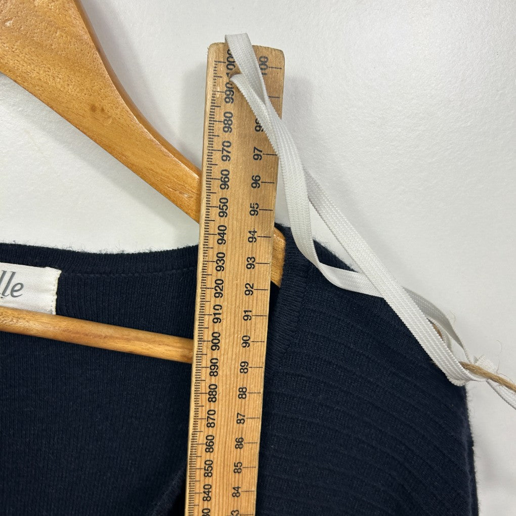 Virtuelle Navy and White Longline Cardigan - Size 12/14/XXS