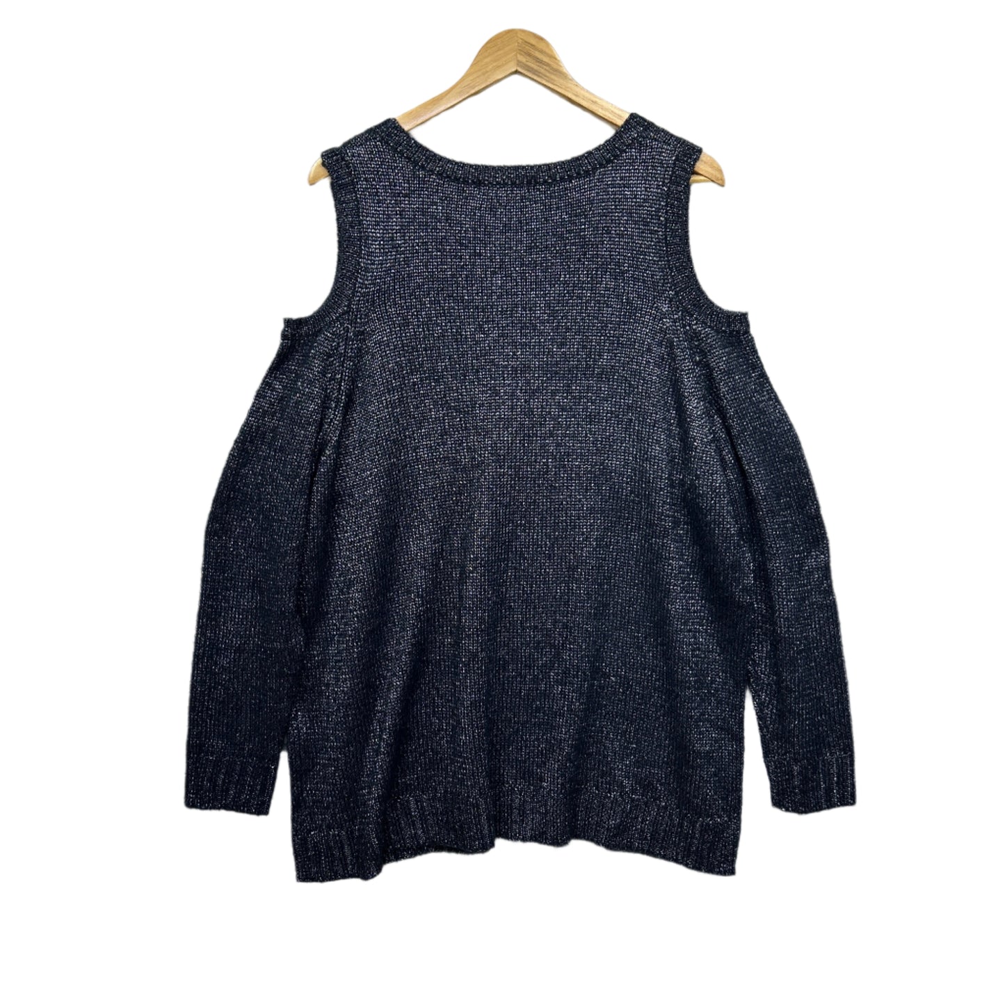 Crossroads Knit Top Jumper Size 22 Cold Shoulder Long Sleeve Metallic
