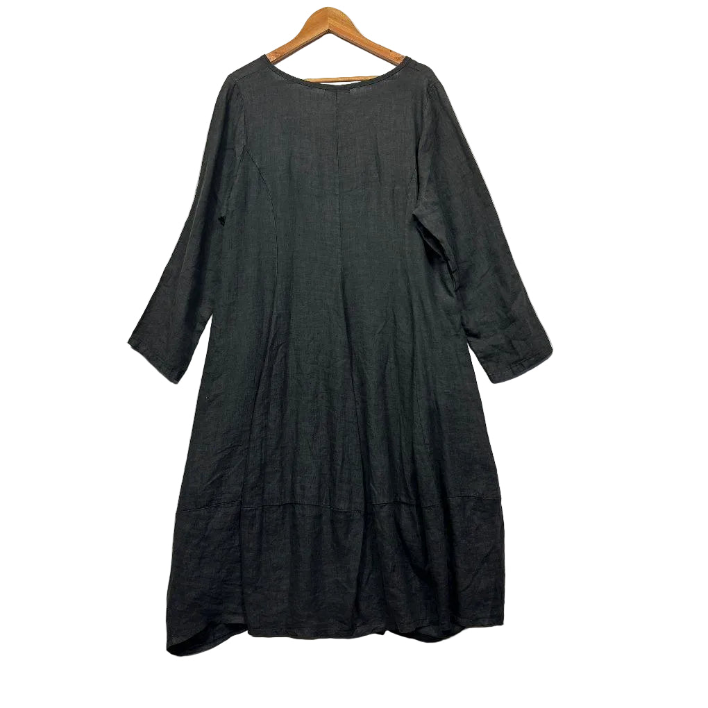 Imagine Charcoal Linen Dress - One Size