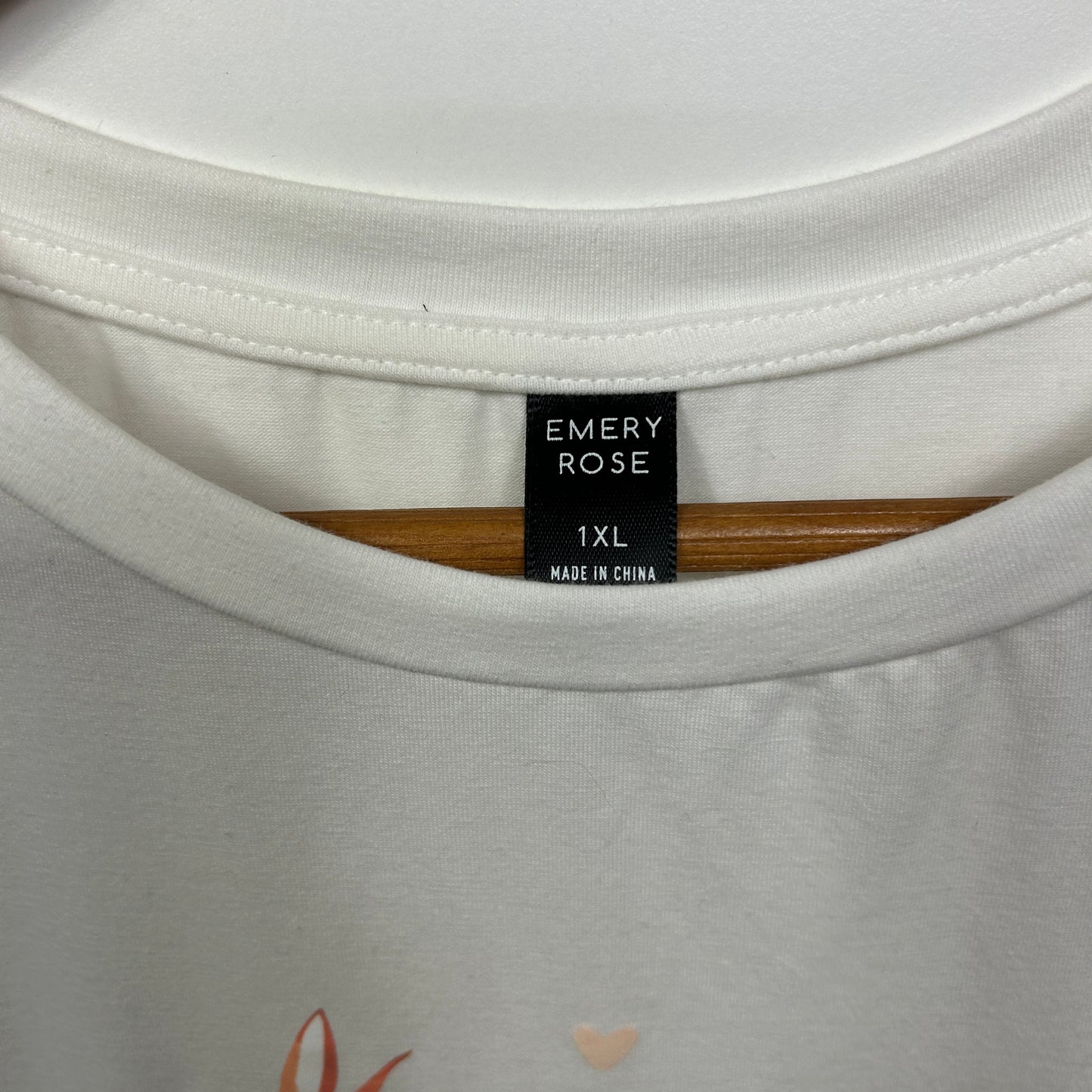 Emery Rose TShirt Top Size 16 1XL White Short Sleeve
