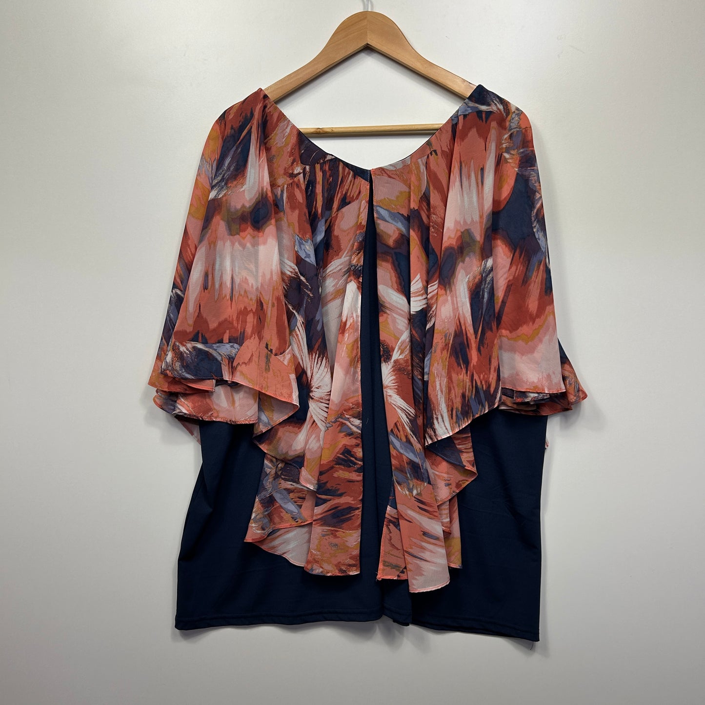Avenue Top Size 22 24 Short Sleeve Sheer Overlay