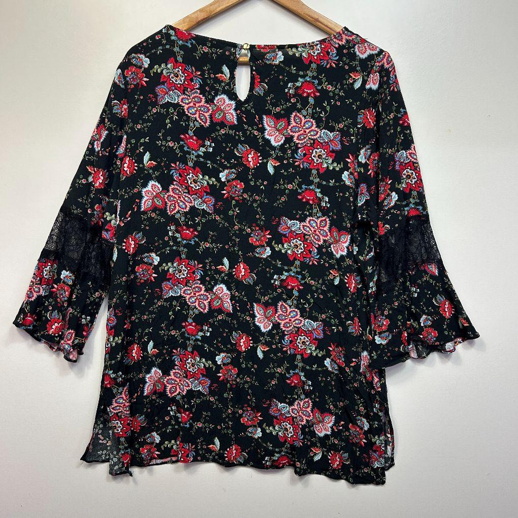 Estelle Black Floral Top - Size 16