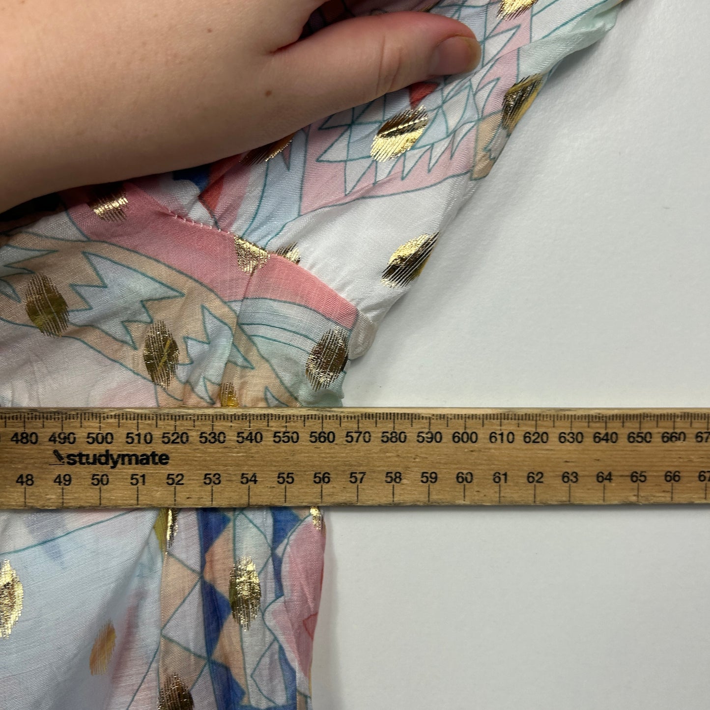 Cindy & Sami Geometric Print Blouse with Gold Accents - Size 16