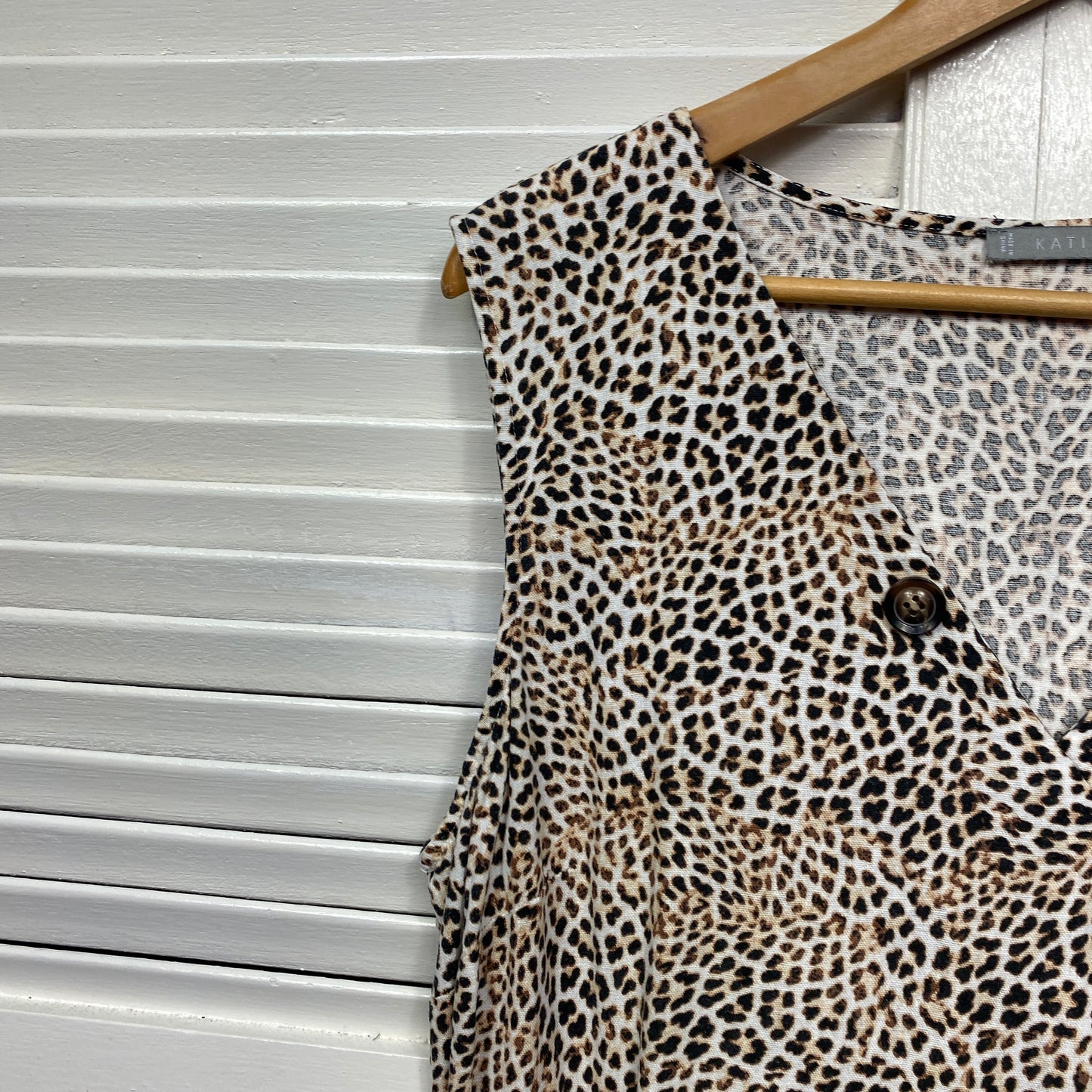 Katies Dress Size 16 Sleeveless Animal Print Linen Blend