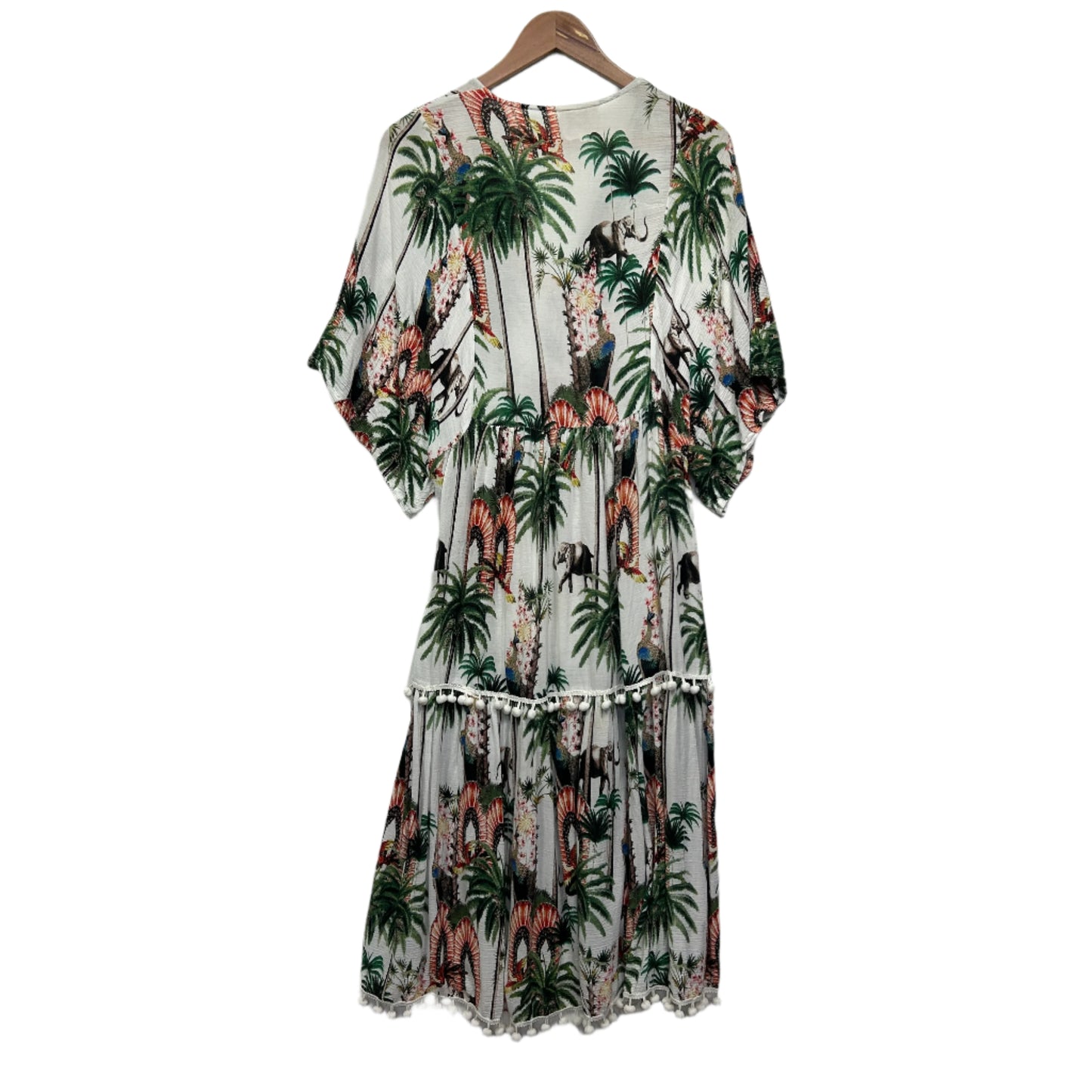Jaase Maxi Boho Dress Size 14 Large White Floral Tropical