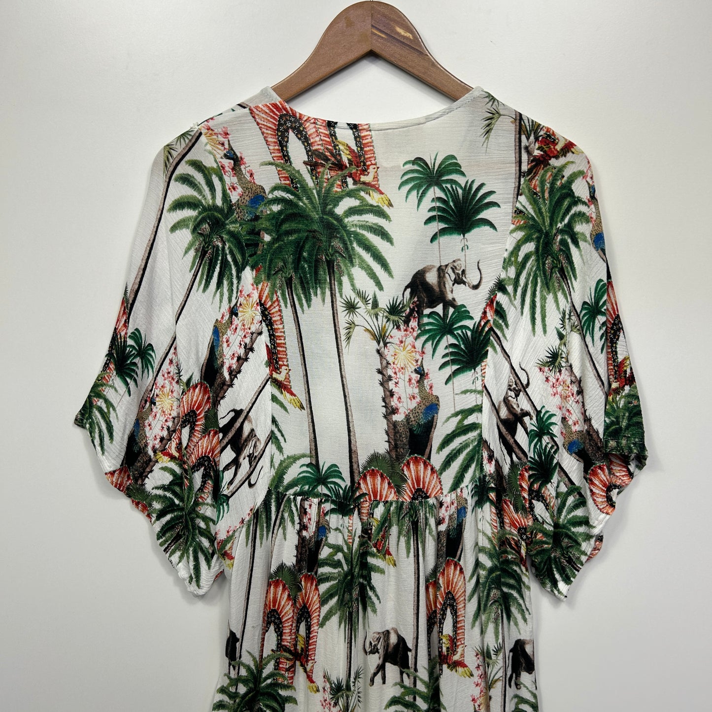 Jaase Maxi Boho Dress Size 14 Large White Floral Tropical