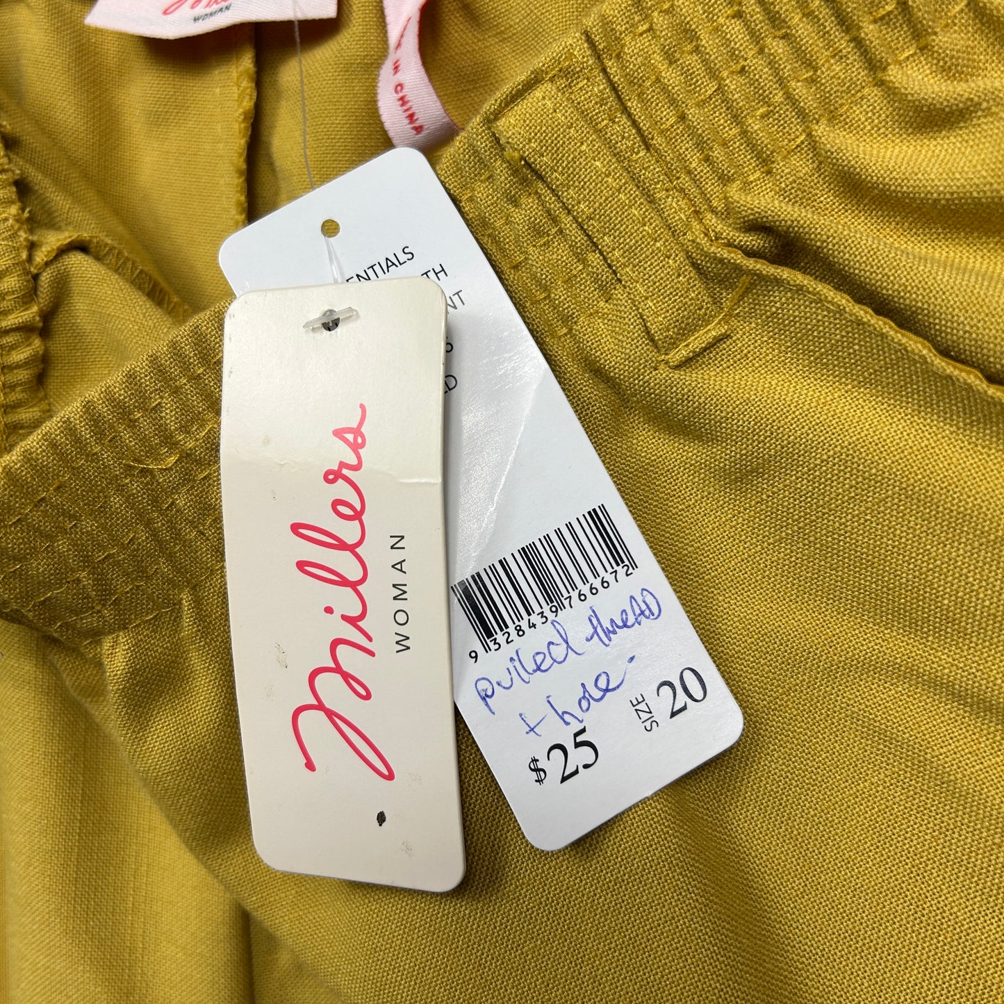 Millers Pants Size 20 Mustard Pockets Elastic Waist New