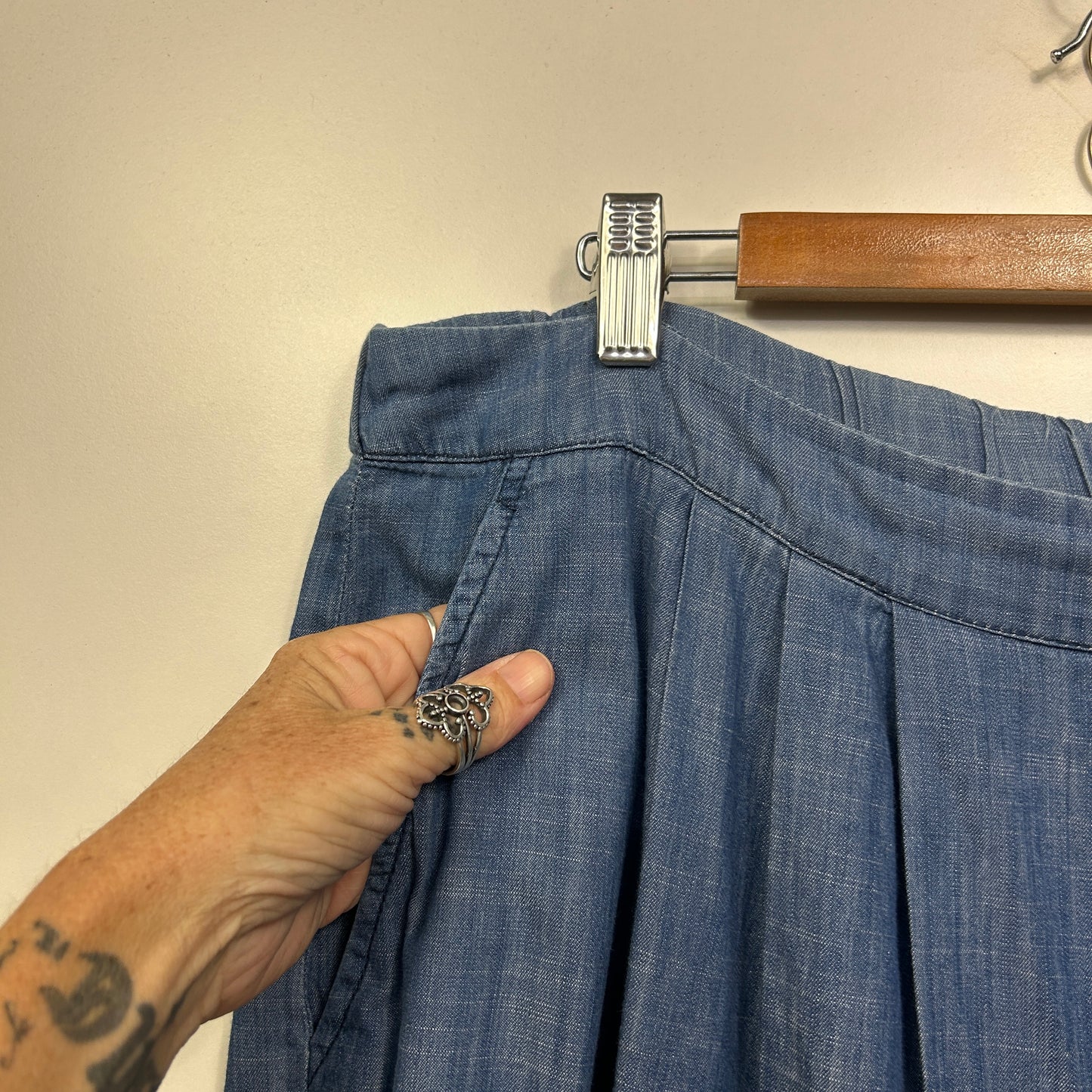 Wayward Fancies eShakti Pants Size 18 Pockets Chambray Blue