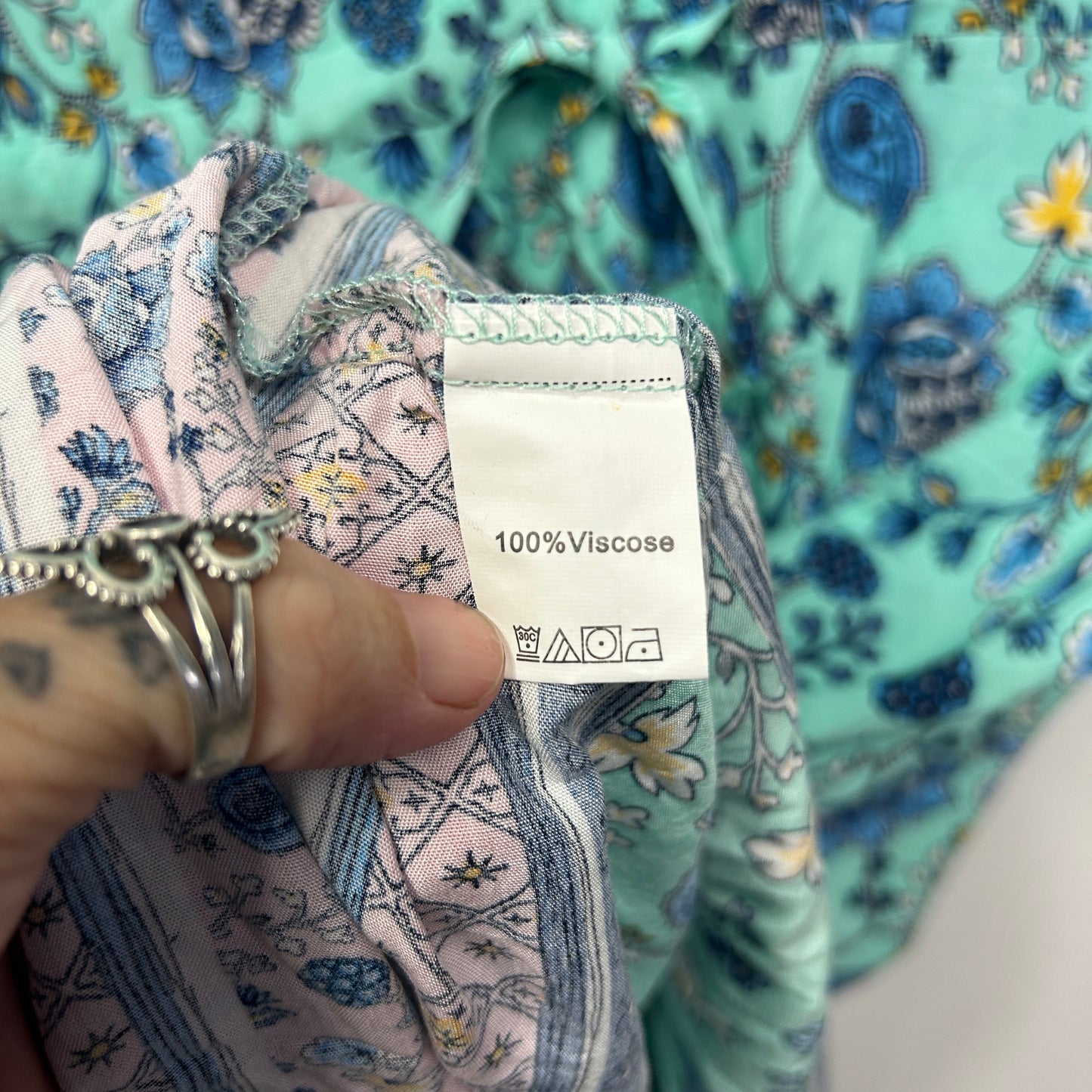 Shein Boho Dress Size XL 16 Aya Floral Viscose Short Sleeve