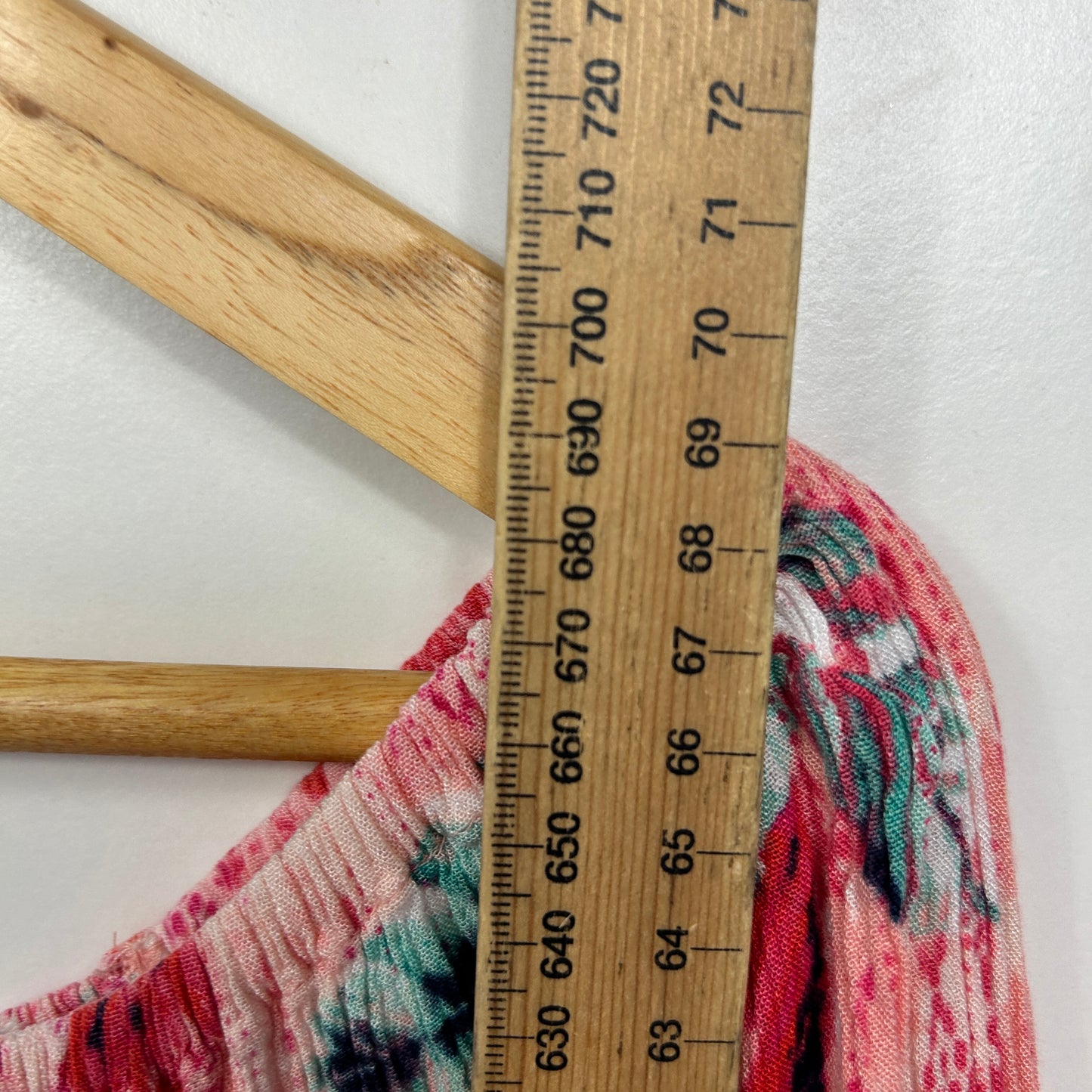 Coral Pink Floral Off-Shoulder Top with Ladder Lace Trim - Size 18/20?