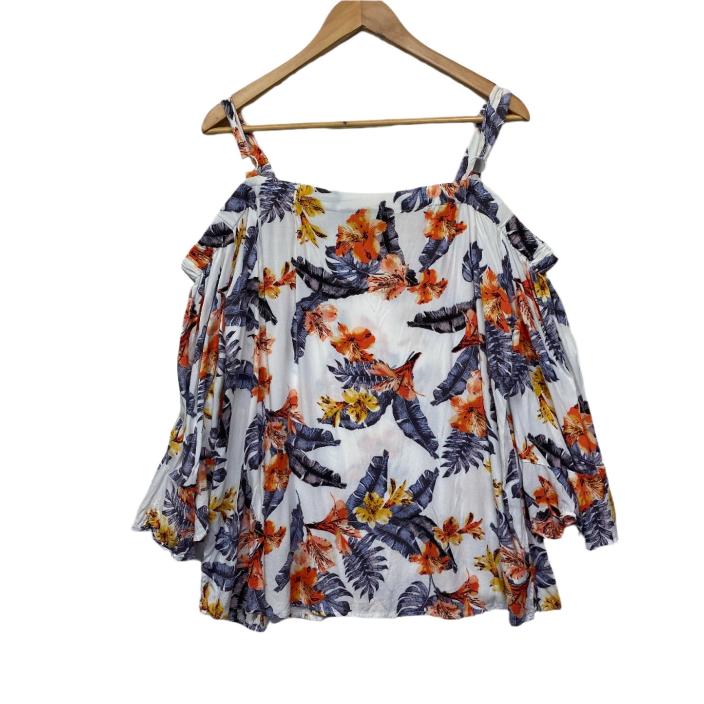 Autograph Top Size 16 White Off the Shoulder Floral Viscose