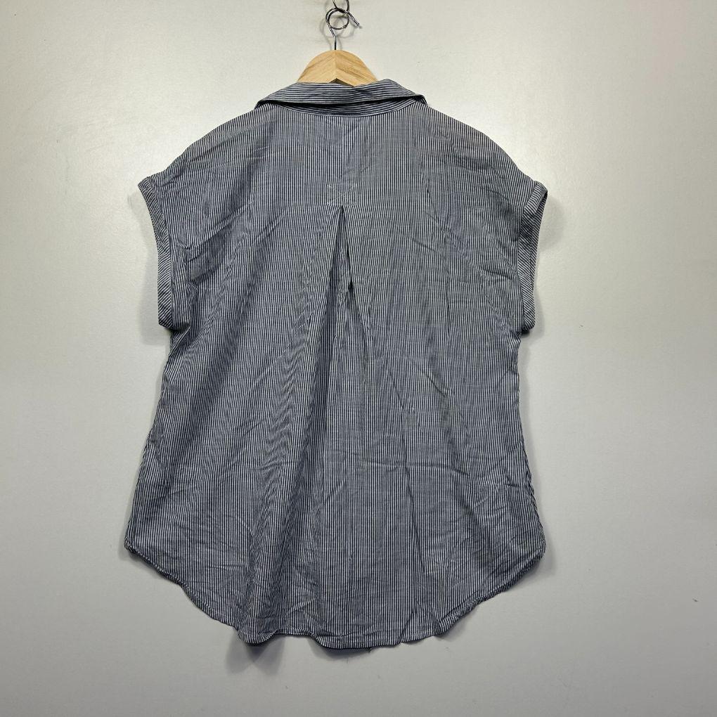 Jeanswest Grey White Cotton Stripe Shirt - Size 16