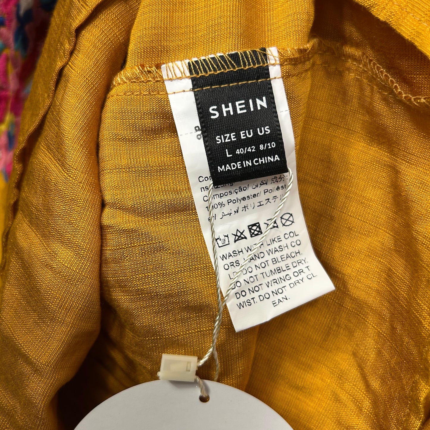 Shein Dress Size Large 14 16 Mustard Embroidered Boho New