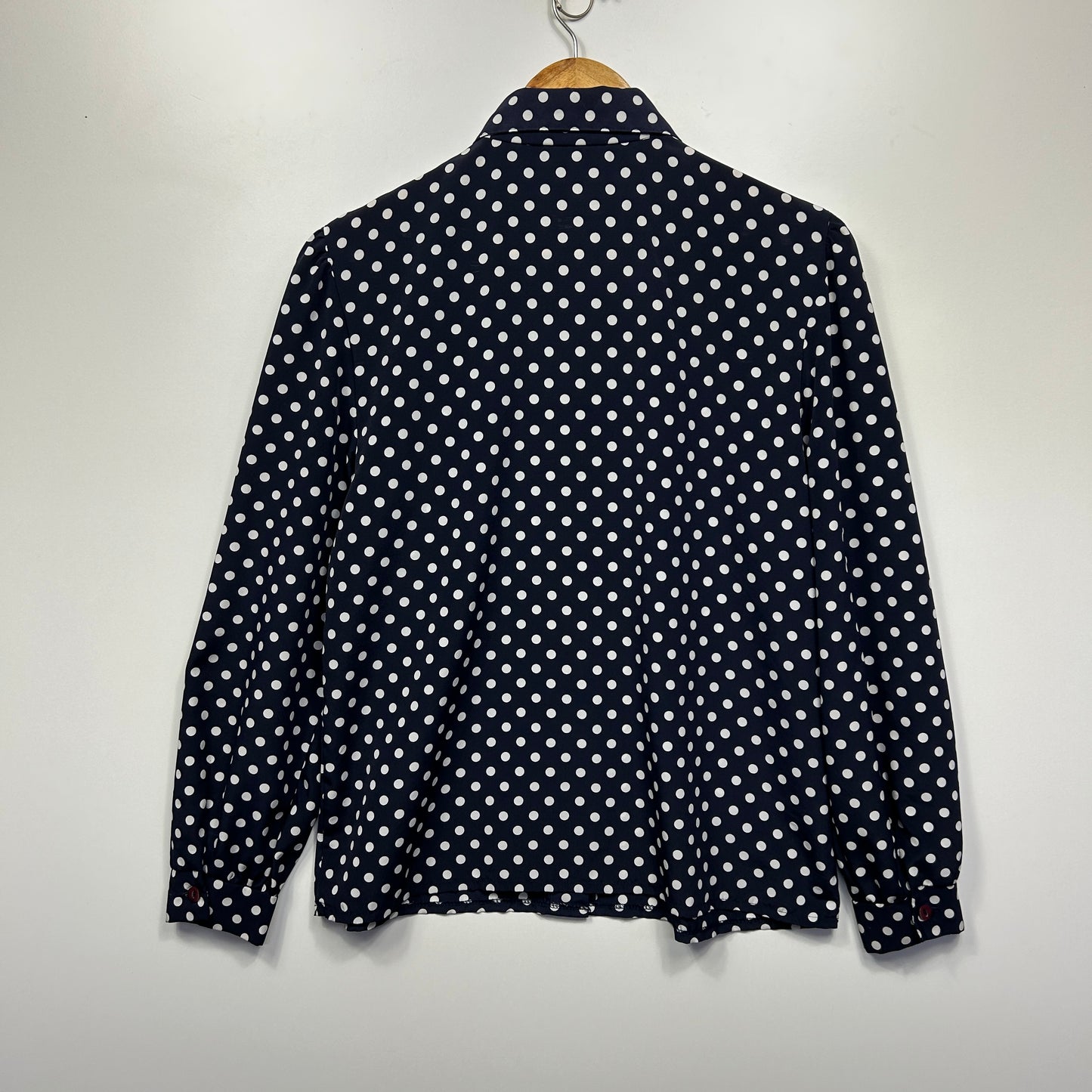 Vintage Rosyland Top Size 14 Navy White Polka Dots Made in Australia