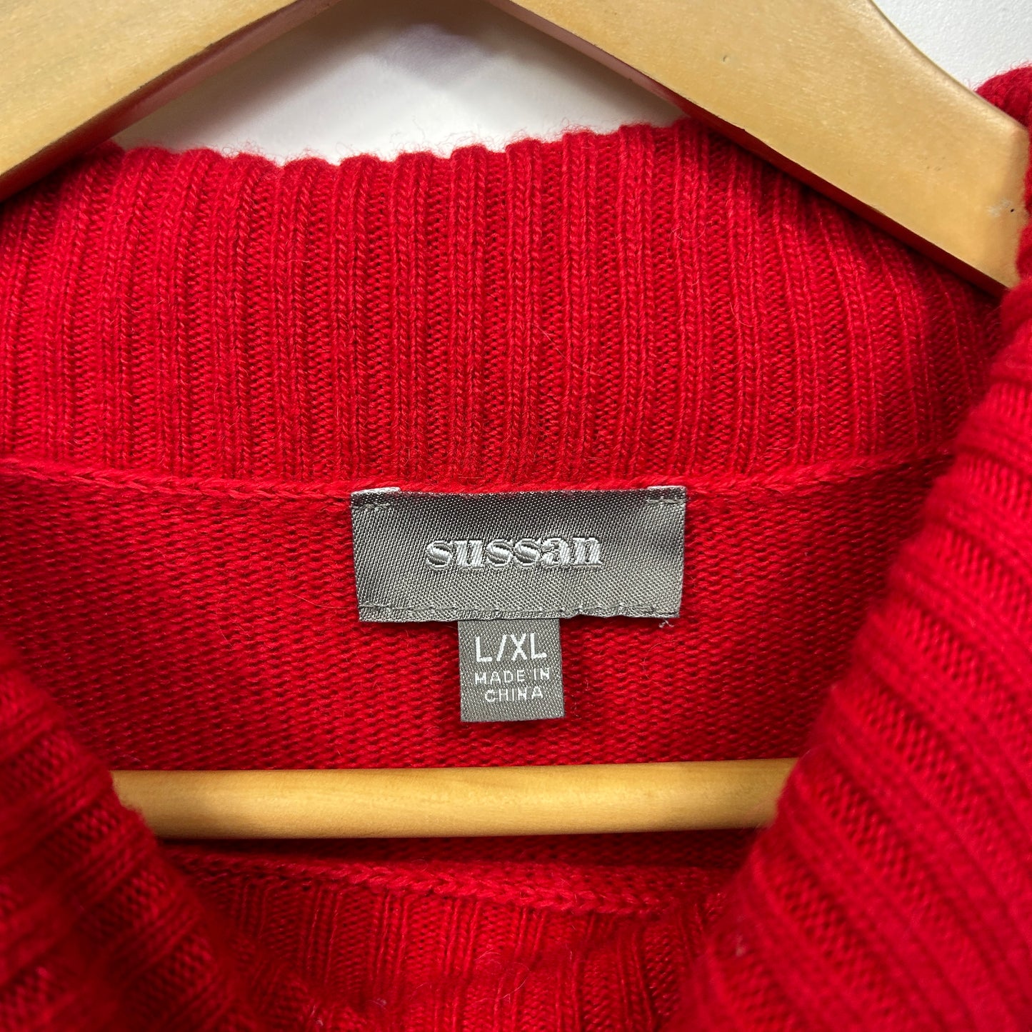 Sussan Knit Top Size 14 16 L XL Red Merino Wool Blend