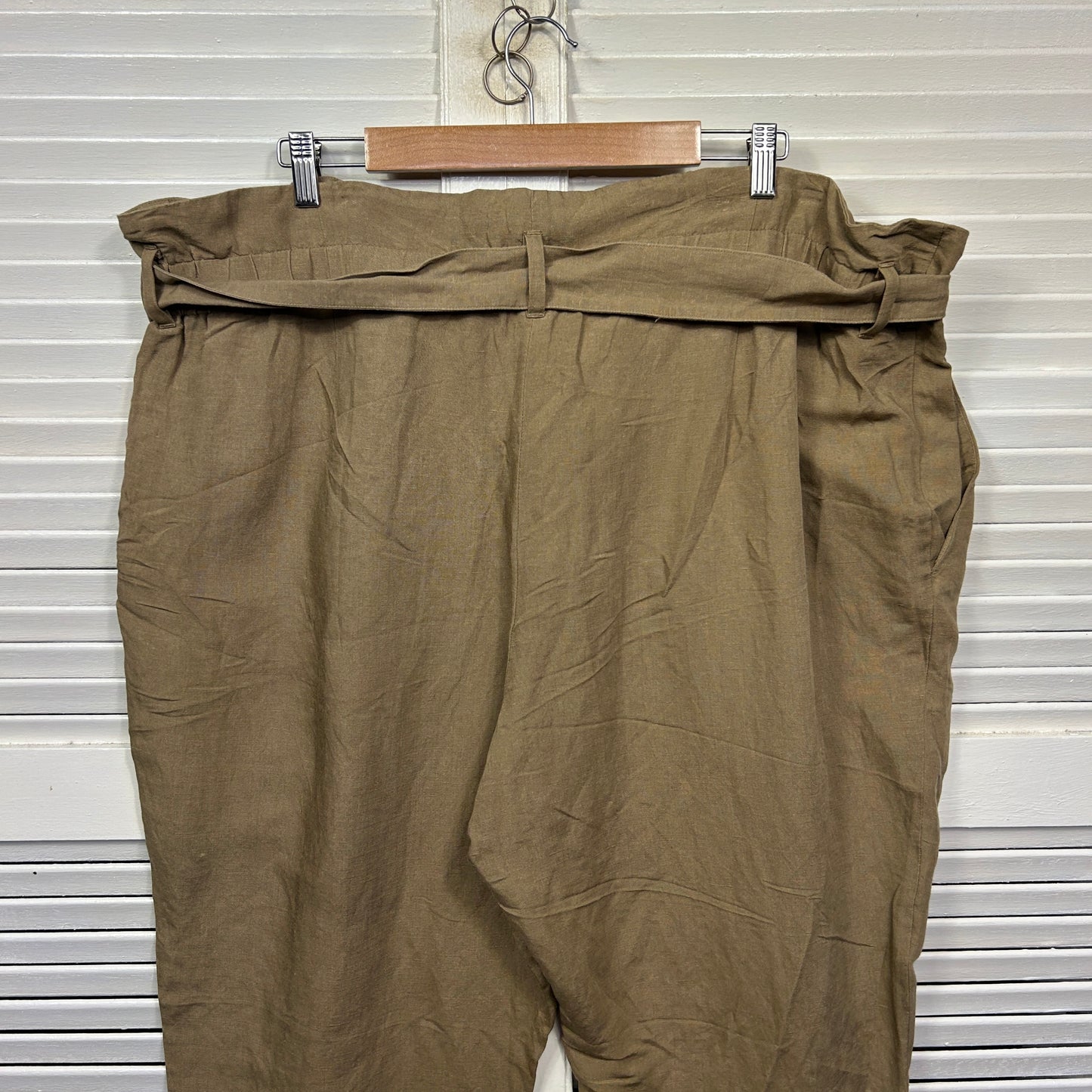 H&M Pants Size 3XL 18 20 Pockets Paperbag Linen Blend