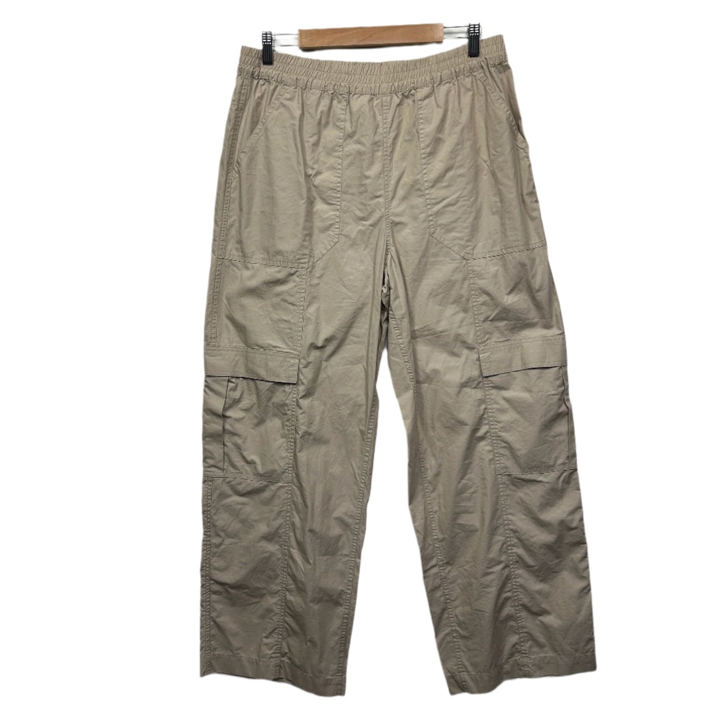 Anko Cotton Cargo Pants Size 14 Biege Pockets Elastic Waist