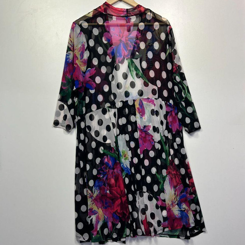 Taking Shape Black Floral Polka Dot MeshTop - Size 20/L