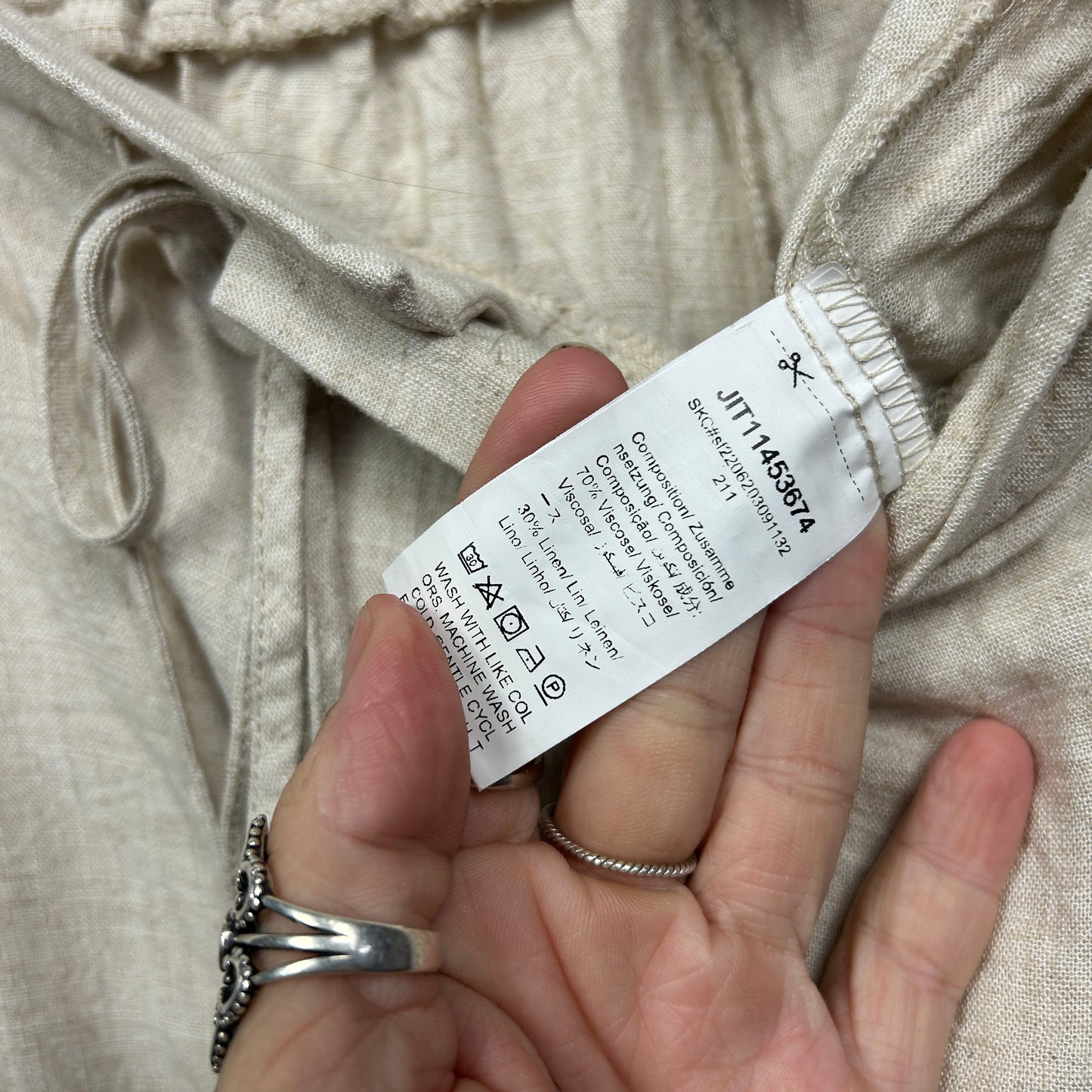 Shein Curve Linen Blend Pants Size 16 18 2XL Pockets