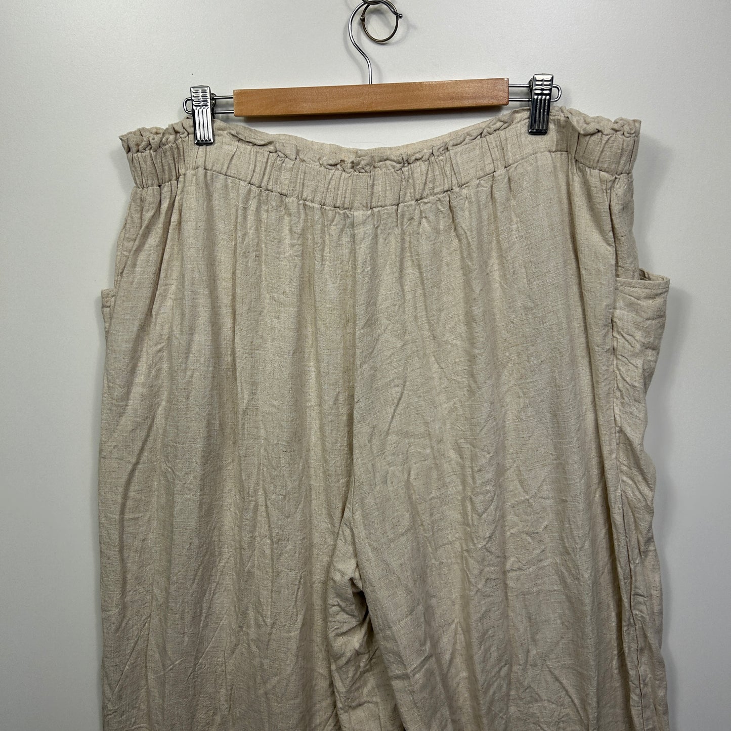 Shein Curve Linen Blend Pants Size 16 18 2XL Pockets