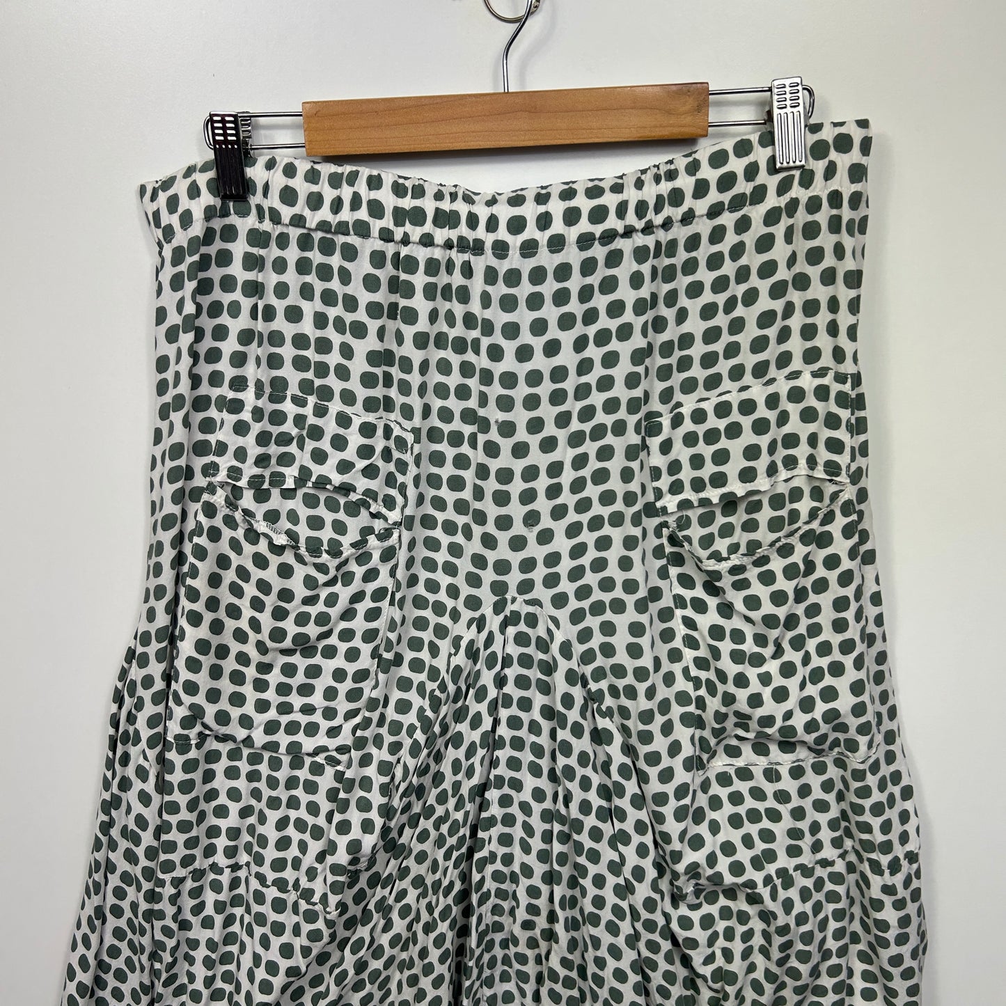 Boho Skirt Size Large? 14 16 Rayon Green White